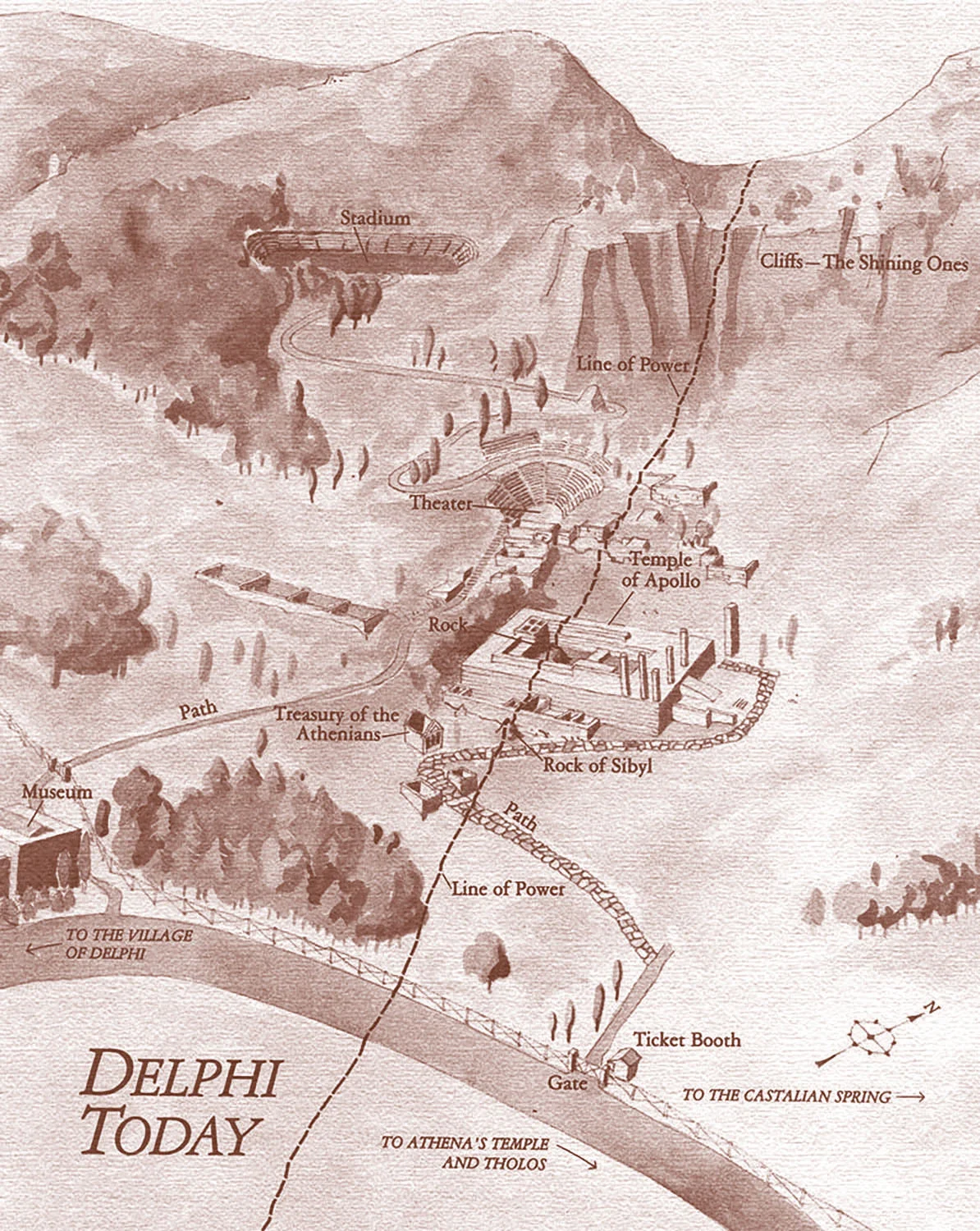 Watercolor for use in a young-adult novel. Originally published in grayscale, shown here as a duotone. Map copyright © David Lindroth Inc. 1986. 