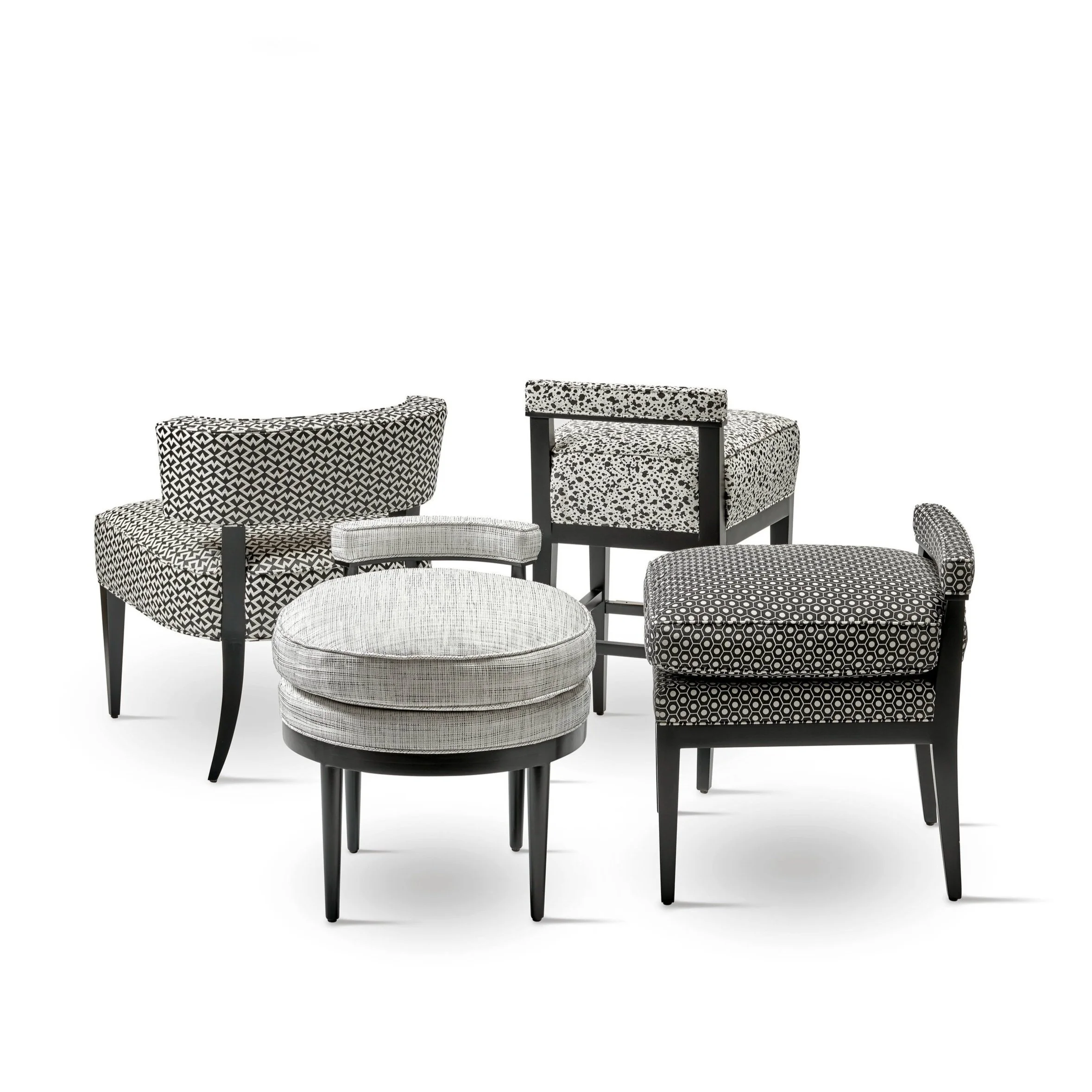 Petite drinks chairs in black ebonized wallnut 
