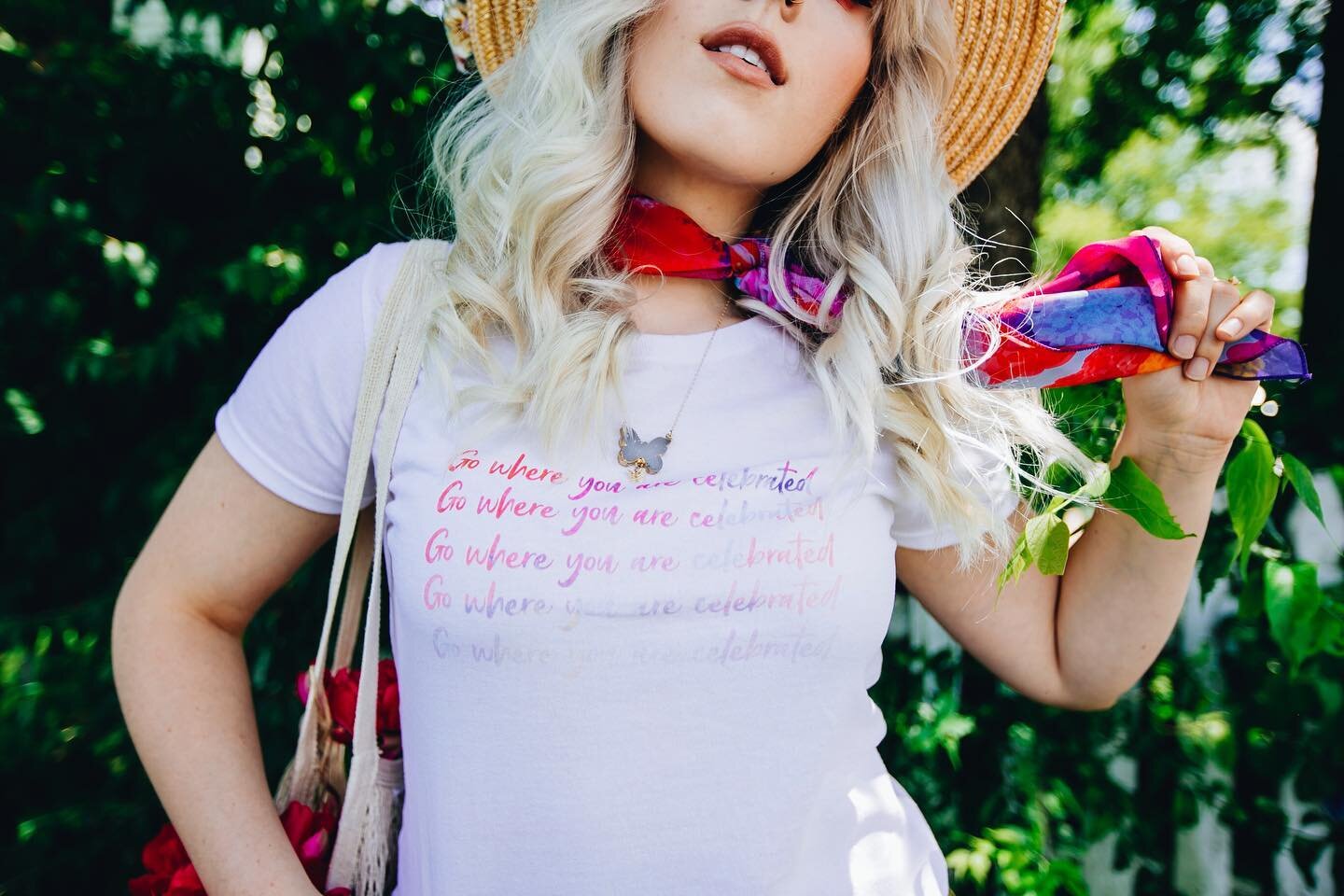 GO WHERE YOU ARE CELEBRATED, NOT TOLERATED!!! ⭐️✨💕

@cassidy_bidwell is wearing our CELEBRATED tee and our Libby bandana scarf! 🤩💕 

These pieces will launch in April BUT should I do a limited early release? 😏😘

📸: @imanigivertz