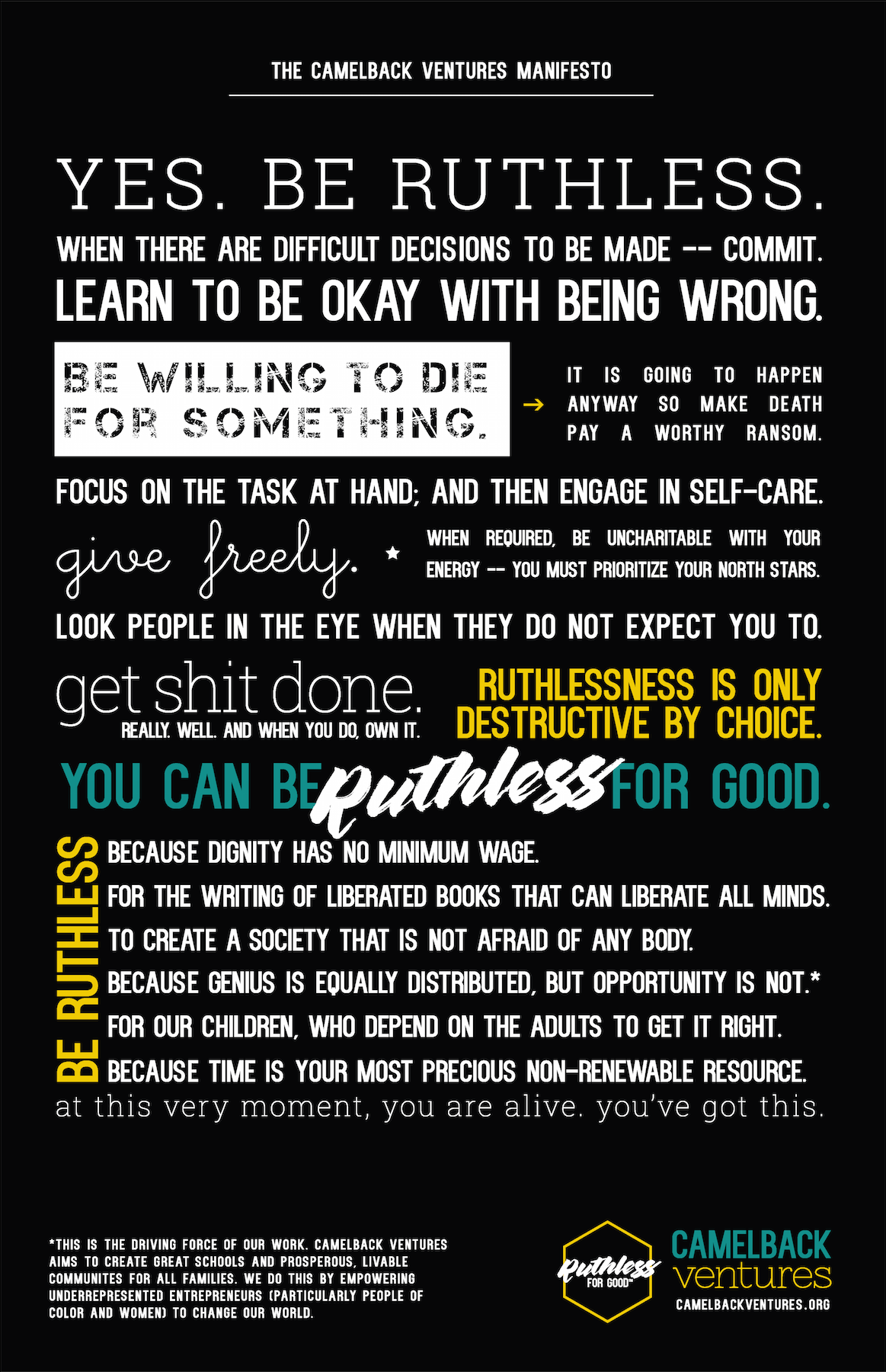 The Camelback Ventures Manifesto - Ruthless for Good
