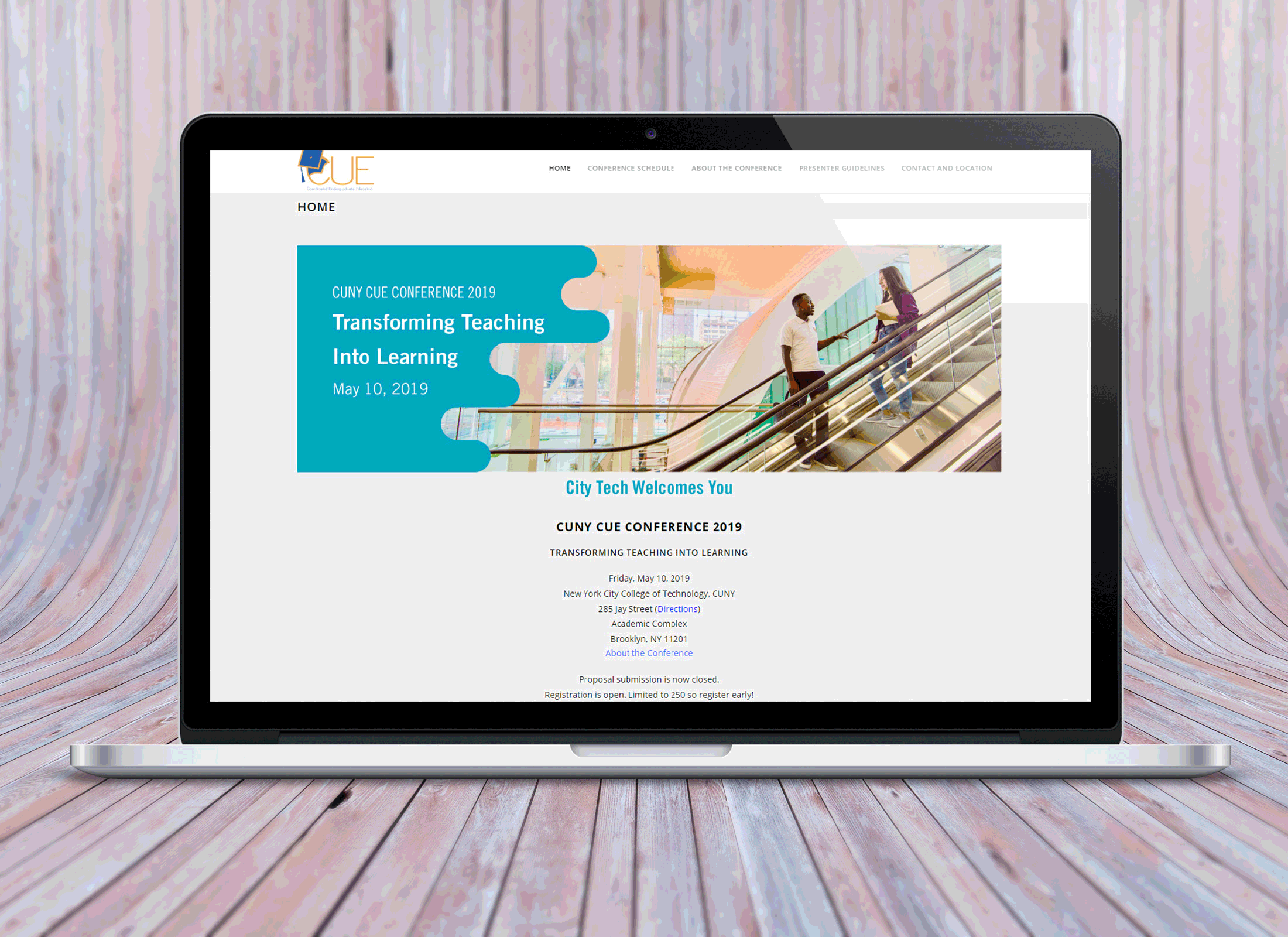 Welcome banner on the CUE website and the call for action banner on the Faculty Commons website.