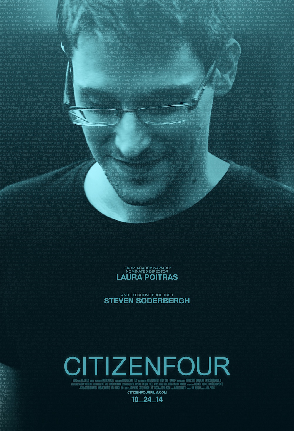 Poster of “Citizenfour” featuring Edward Snowden. Courtesy of HBO Films, Participant Media, and Praxis Films.