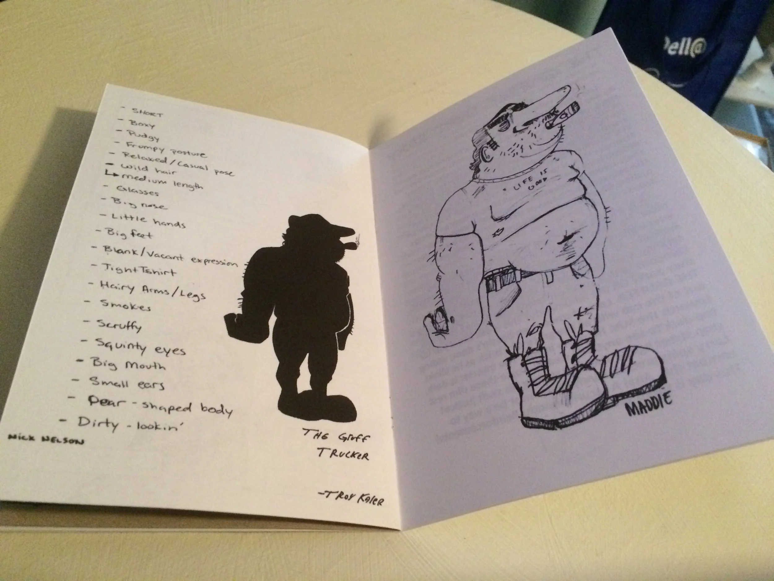 Collaborative Character Creation of The Gruffer. Each step is by a different artist.