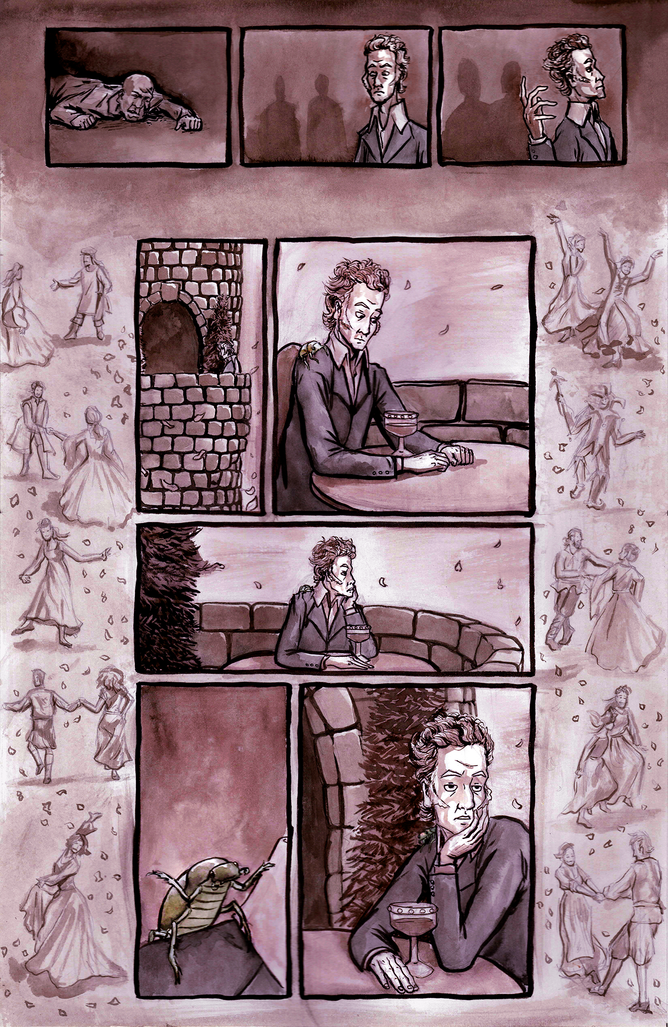 Digital EnhanceI started with a low saturation pink monotone color that would enhance the Duke's paleness but also bring in a flowery festival color and other worldly atmosphere.&nbsp;