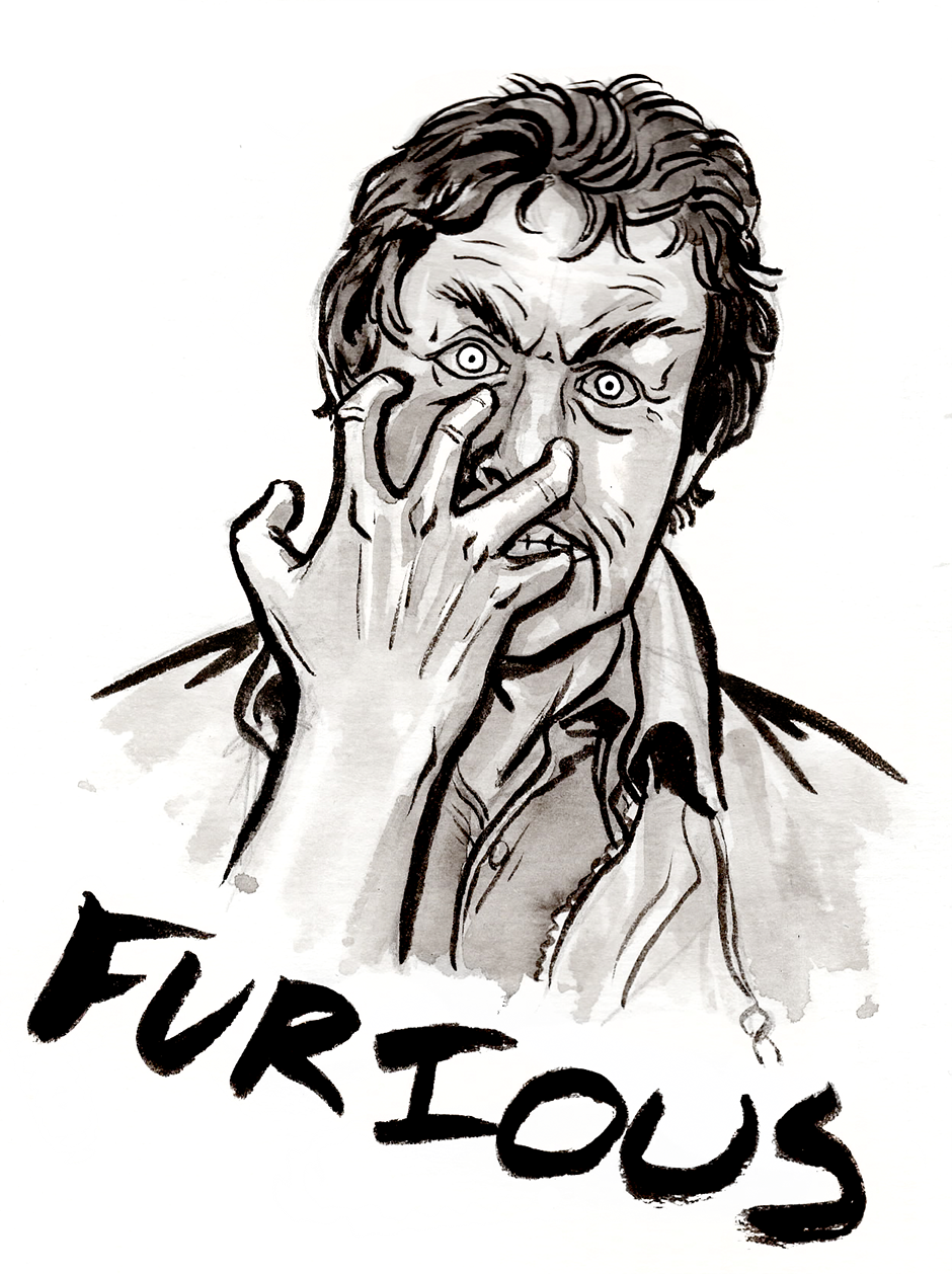 Day 21 FuriousWell, I've already done Hulk for fierce, so it made the most sense to draw Bill Bixby as Dr. David Banner for furious. Both these signs mean the same thing: angry. This variation refers to the way a person's face would get all scrunche…