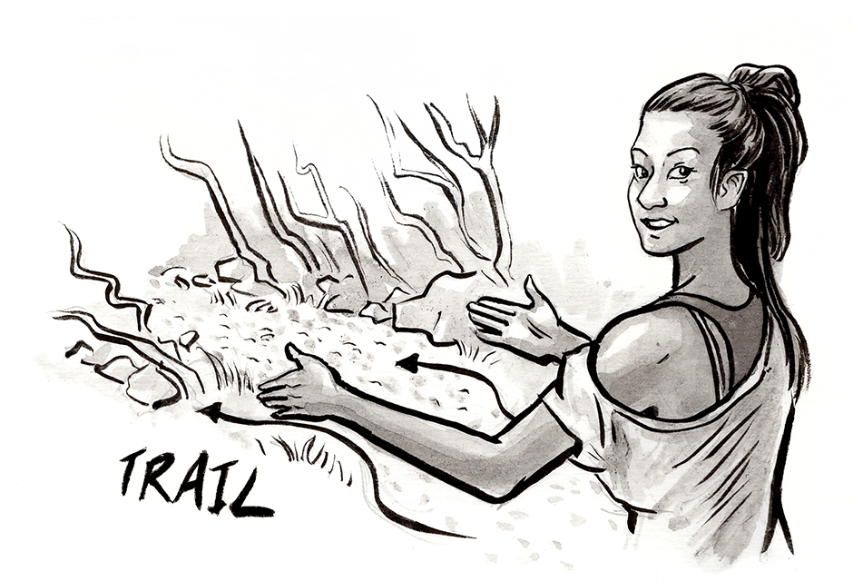 Day 22 TrailThis inktober is based off of YouTube ASL Hawaii's video "Learn ASL words the fun way while hiking in Hawaii."
