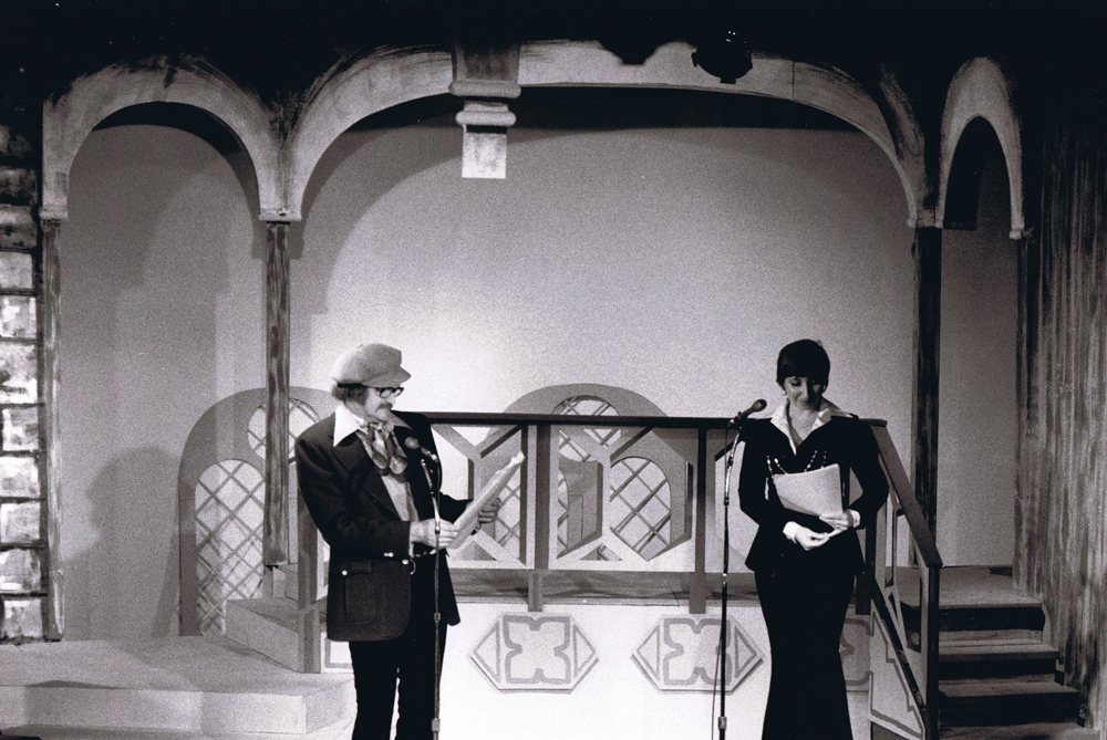Dave and Luba recording Royal Canadian Air Farce for CBC Radio at the Curtain Club in Richmond Hill, Ontario - 1973
