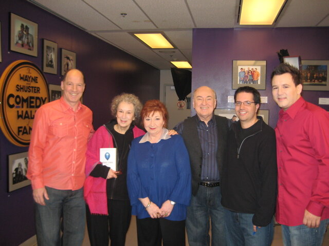 2008 - NYE behind-the-scenes with guest Margaret Atwood and Don Ferguson, Luba Goy, Roger Abbott, director Rob Lindsay, and Craig Lauzon.jpg