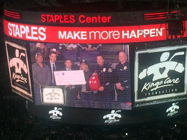  Capt. Joe Hoffman, Chief Keith Kauffman, RBPF Executive Director Taulene Kagan, LA Kings COO and RBPF Board Member Kelly Cheeseman, LA Kings President, Business Operations Luc Robitaille and RBPF Board Member John Katnik 