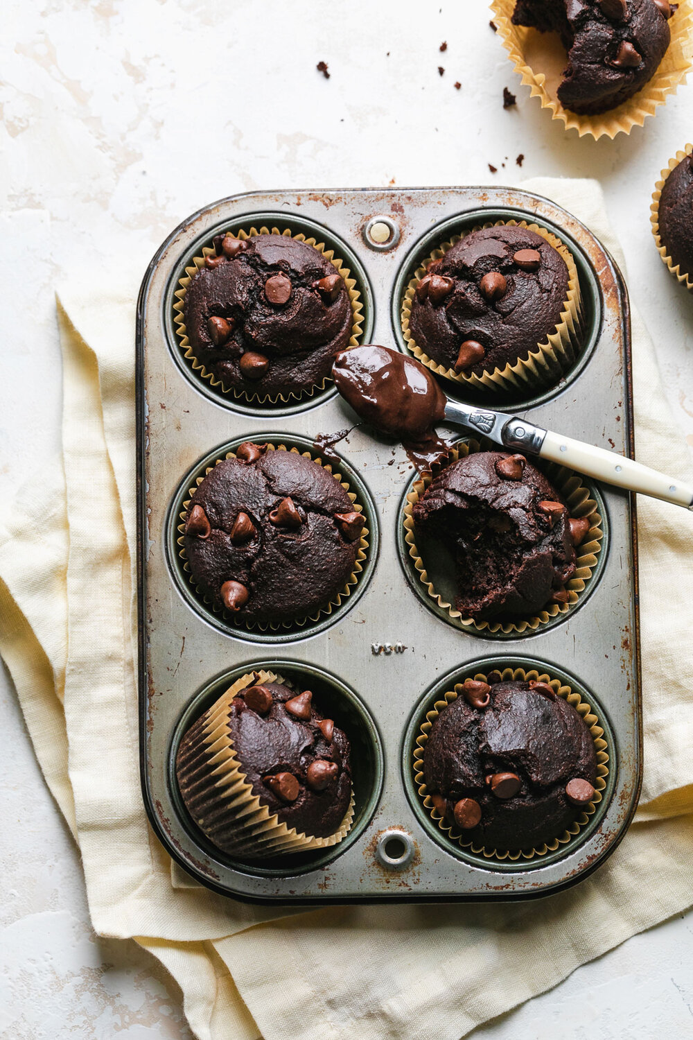   Double Chocolate Tahini Muffins