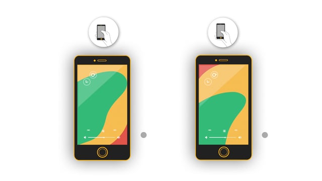 Using one hand, the buttons are located in the ideal areas (in green) that has the least stress for the thumb. The golden ratio curve allows the buttons to stay away from the "out of reach" areas (in red).