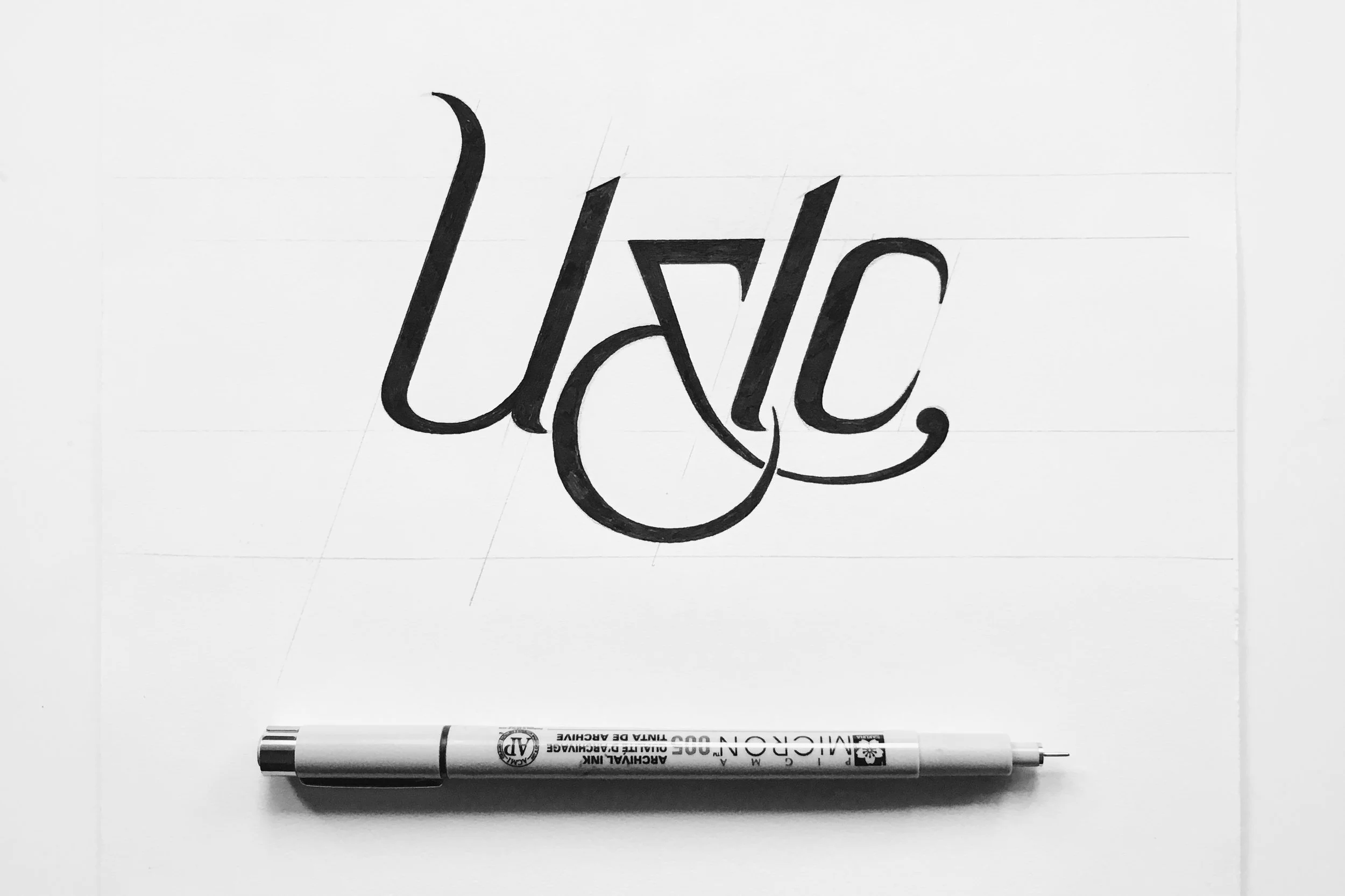     U&amp;lc masthead hand-lettered design.       