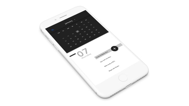 The golden ratio UI animation design shown in context through a Calendar App.