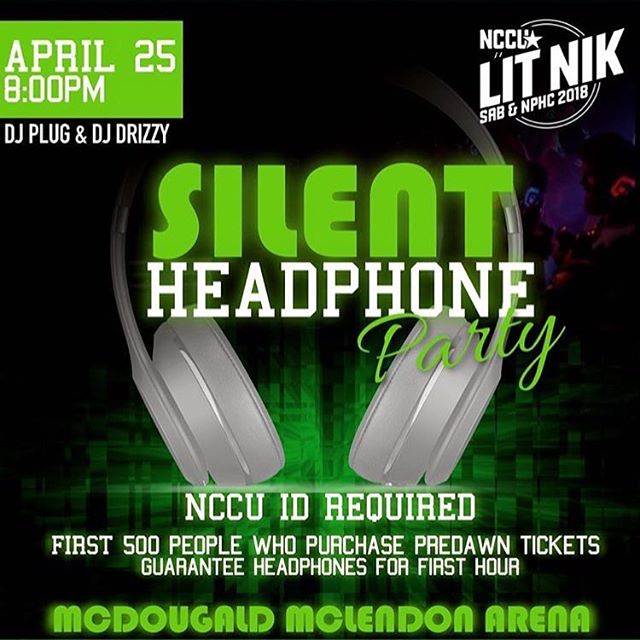 HUSH and put your headphones 🎧 on! #SilentHeadphoneParty @ #NCCULitNik2018 #TBEventsMedia #CollegeTour #Party