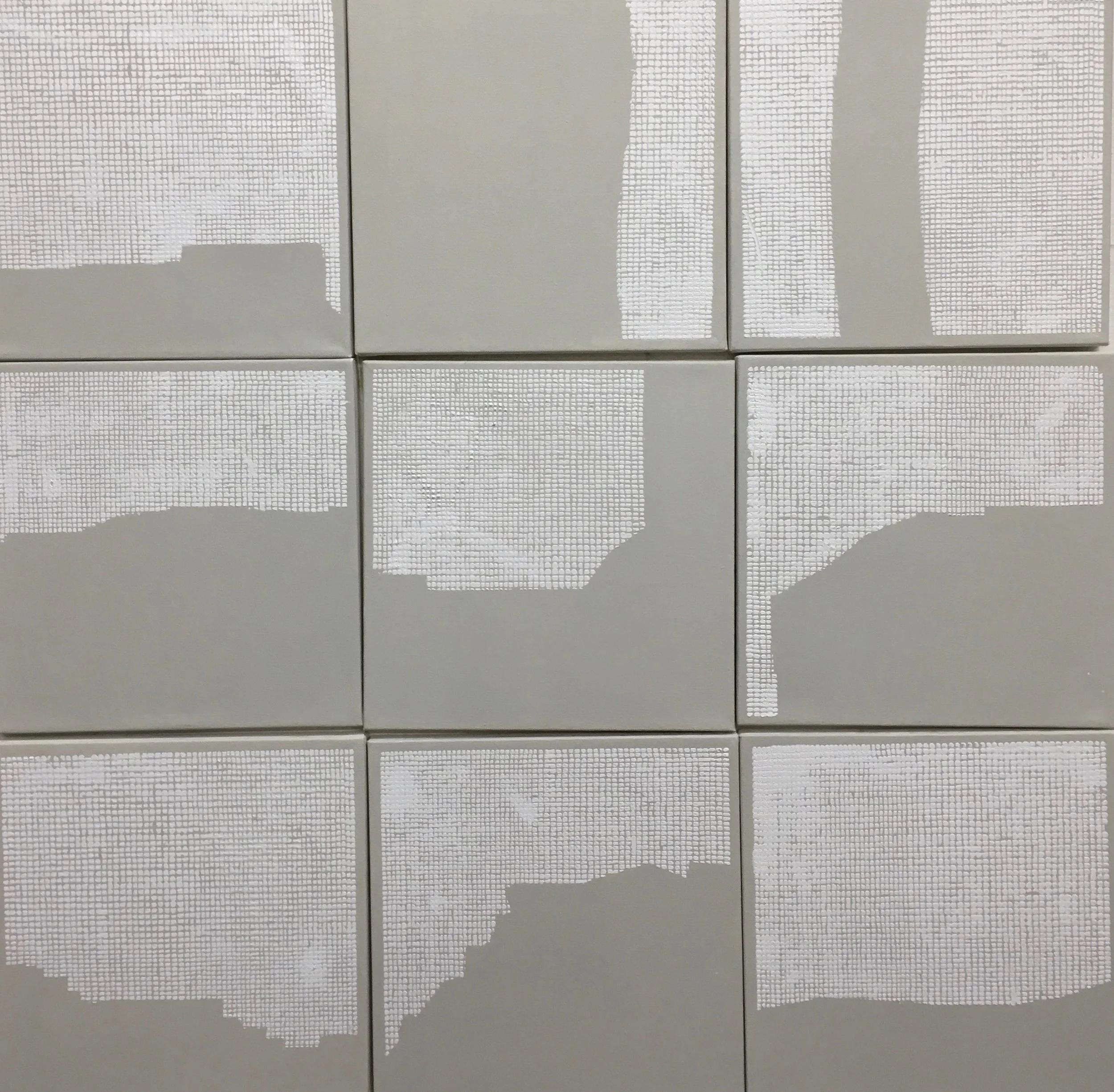 14.Manheimer_ Networking, 2017, installation of 12  panels, 12%22 x 12%22 each, total dimension 36%22 x 36%22, acrylic on canvas.jpg
