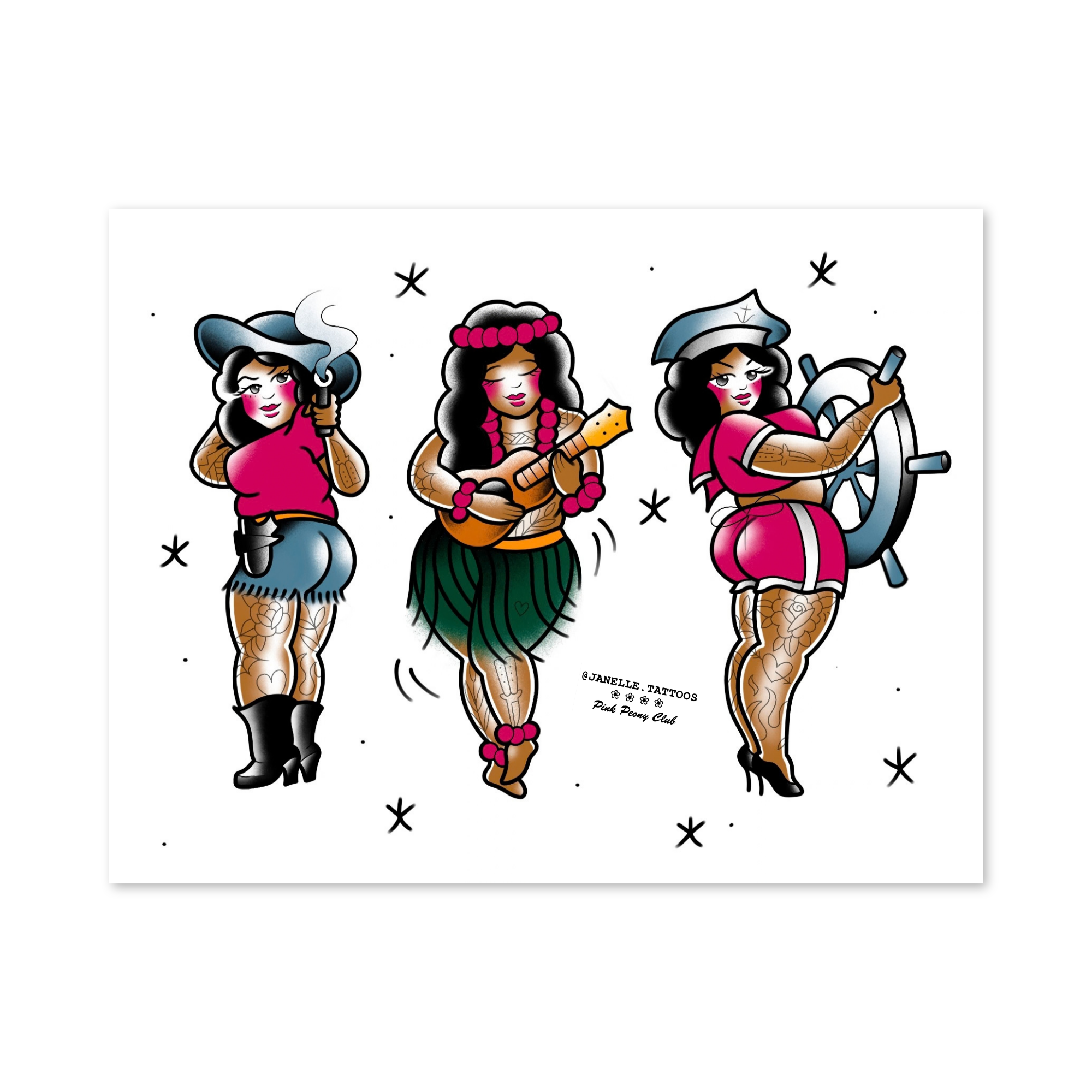 Thicc 'Sailor Jerry' Pinups Flash Print