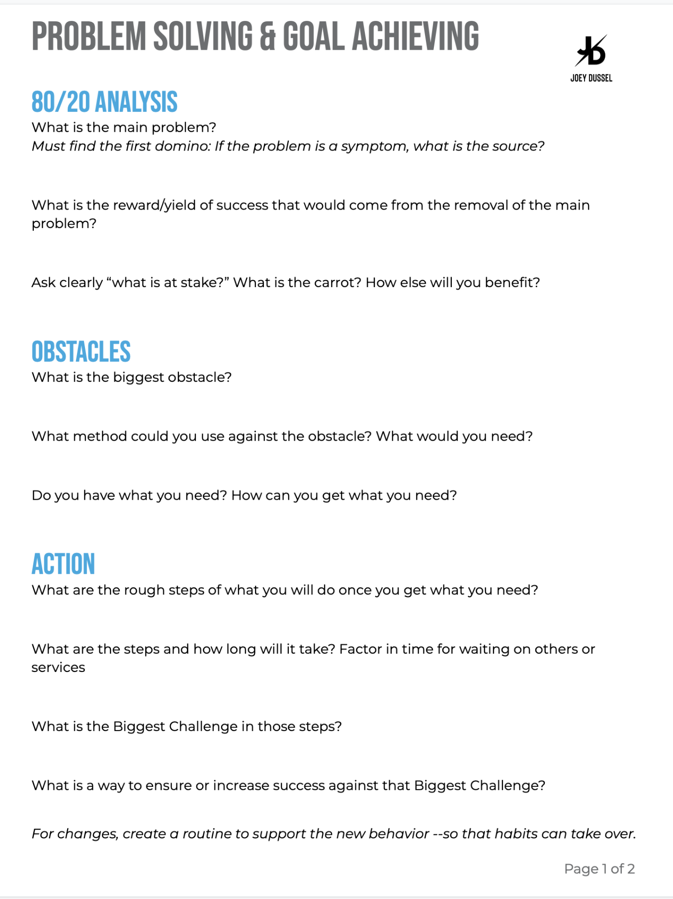 Solve Problems & Achieve Goals