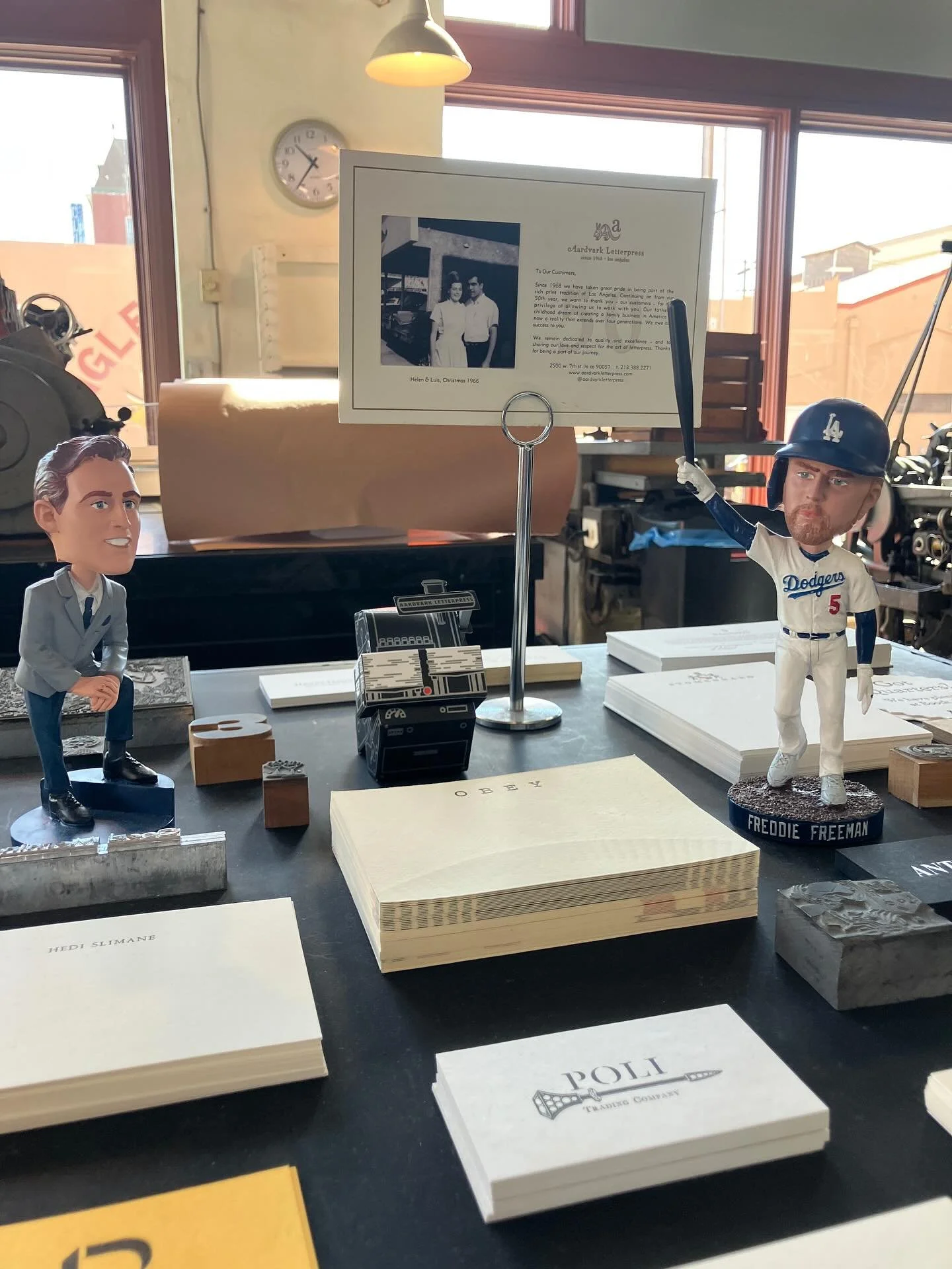 For those who don’t know, our team is full of Dodgers fans! We’ve got lots of Dodgers and other baseball paraphernalia (such as a model of the true home of the OAKLAND Athletics) littered around the shop and there is much baseball talk go