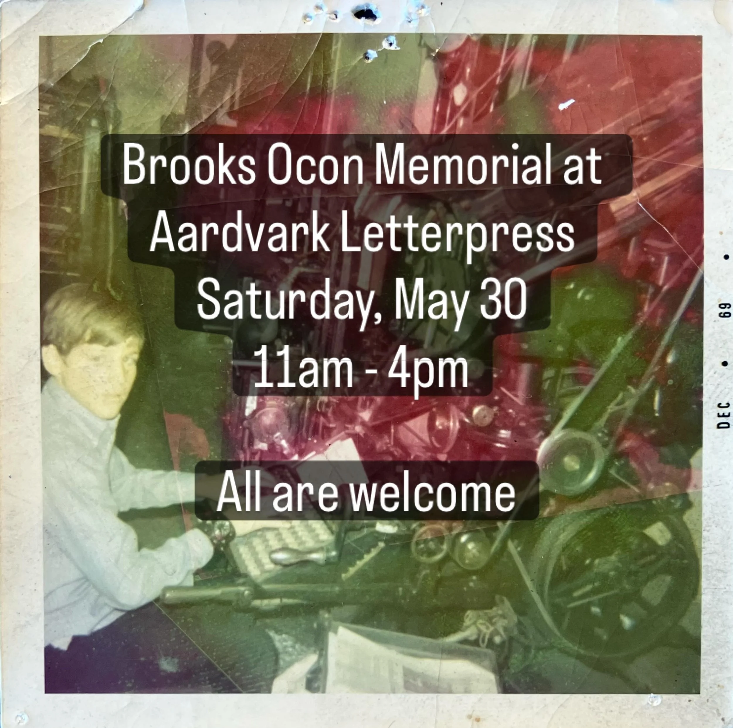 We want to thank everyone for their kind words and stories about Brooks. The outpouring of support has been overwhelming. Seeing as Aardvark was such a big part of his life for over 50 years, we think it is fitting to hold a memorial at the shop wher