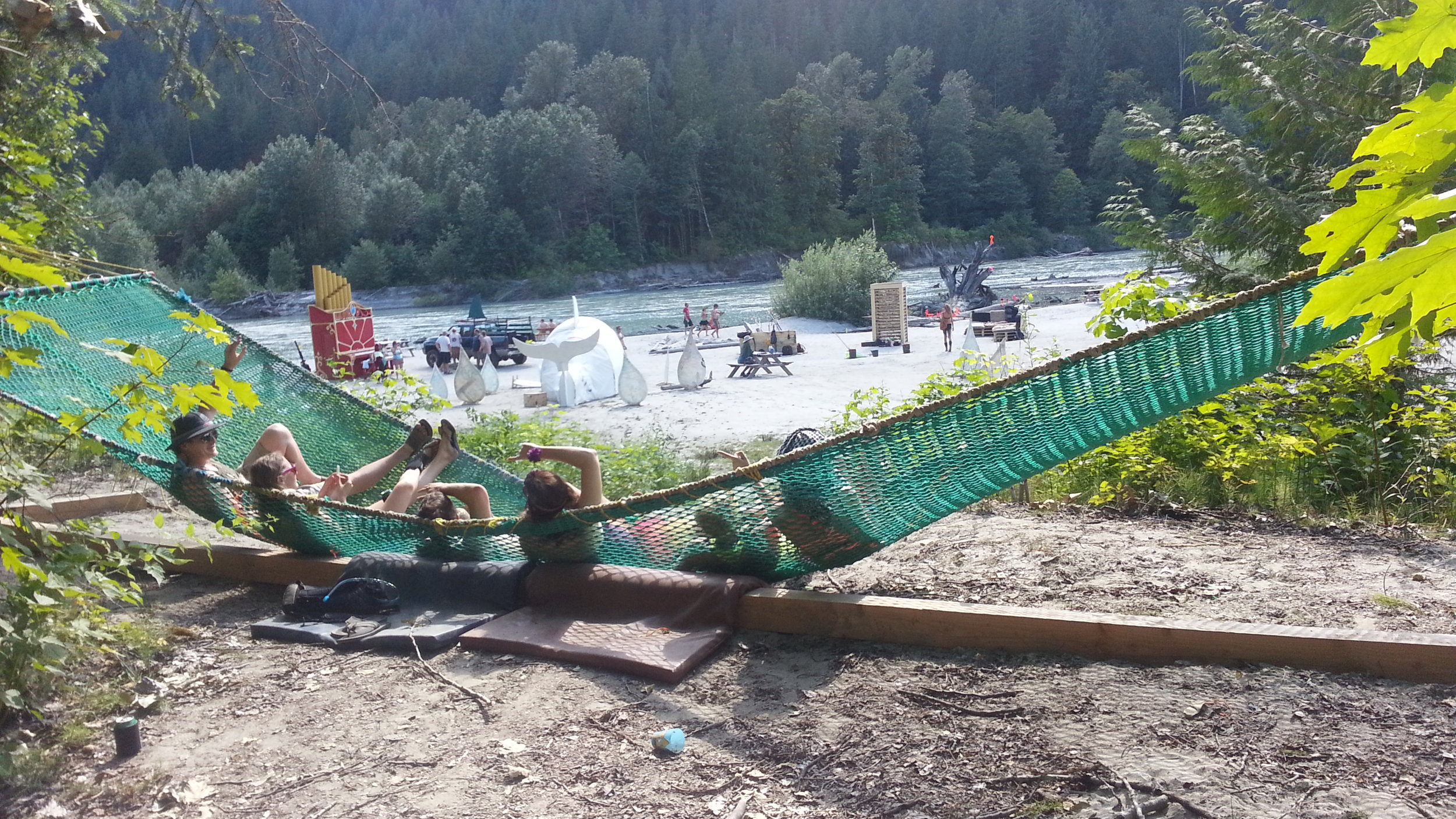 Hammocks in place at Burn in the Forest
