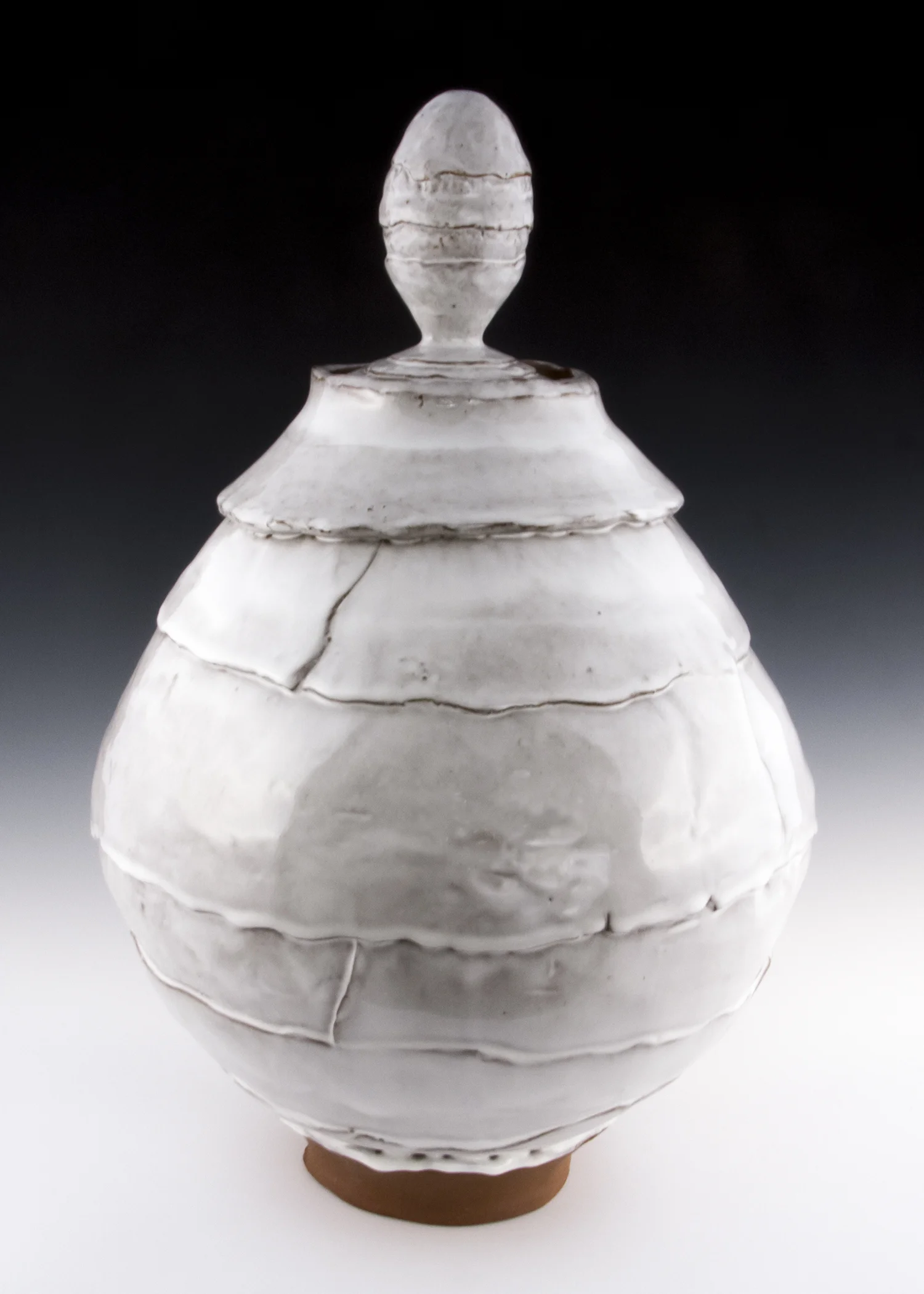 Large White Covered Jar