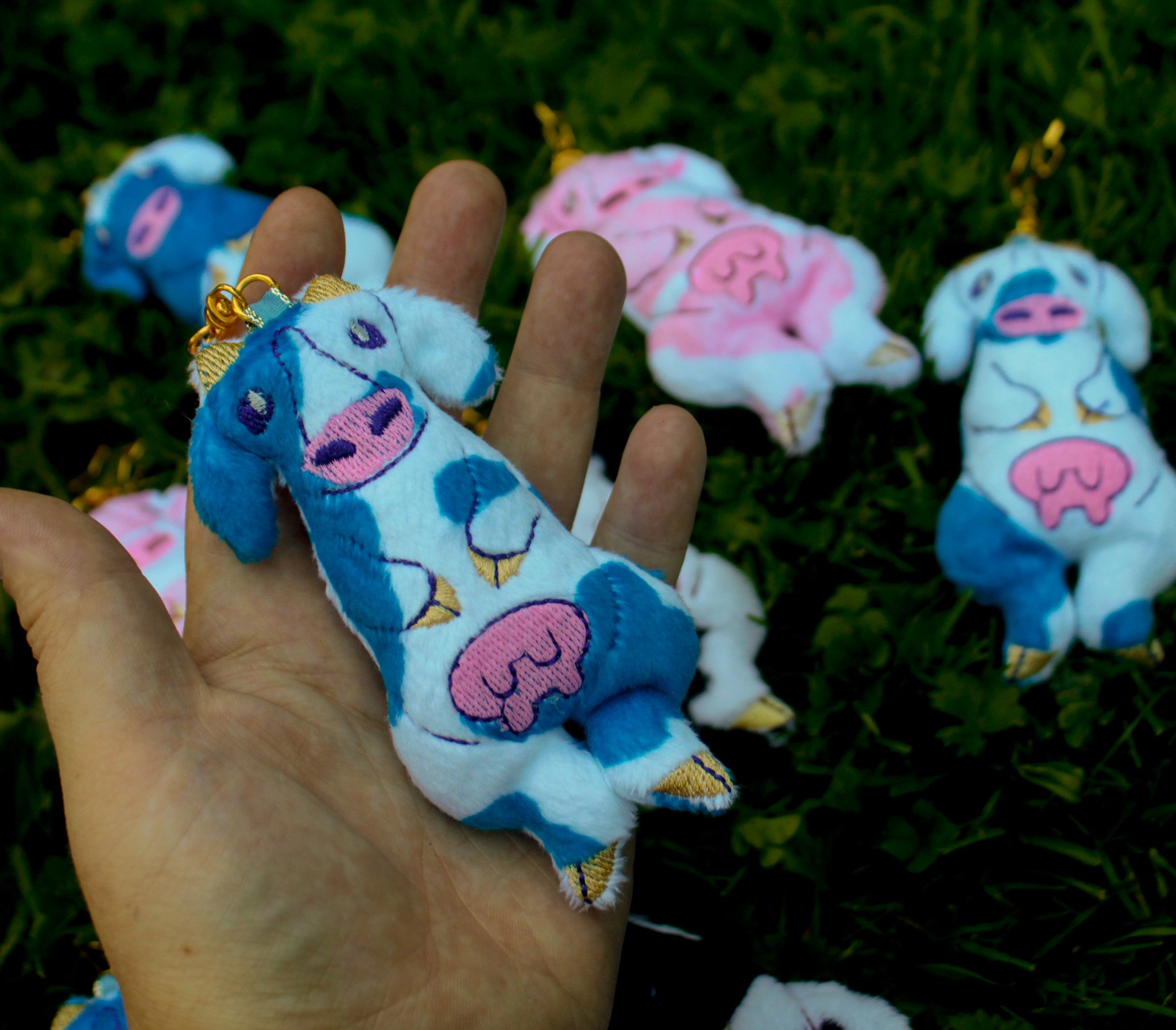 Cow Keychain Plush - Blueberry