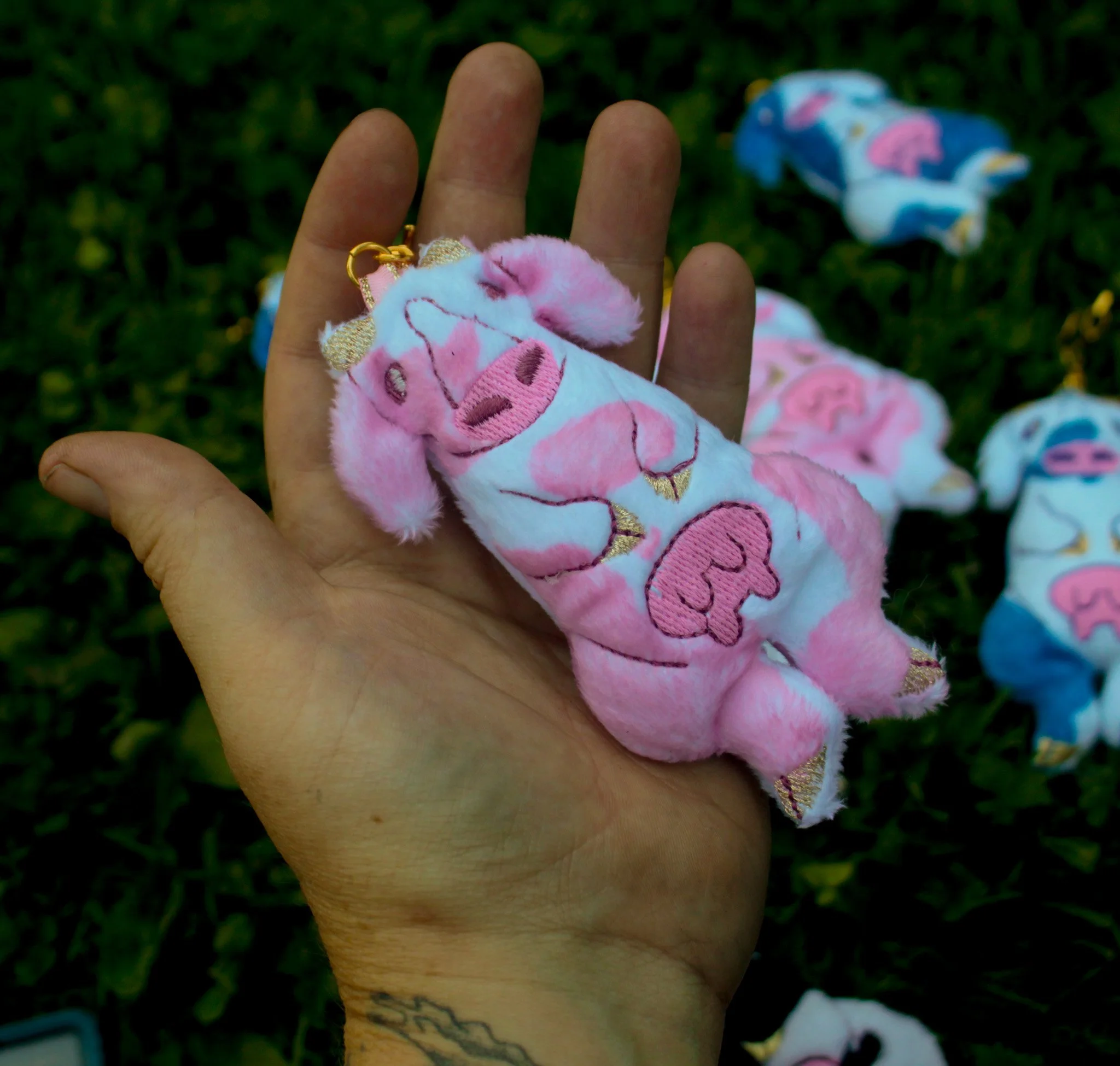 Cow Keychain Plush -Strawberry
