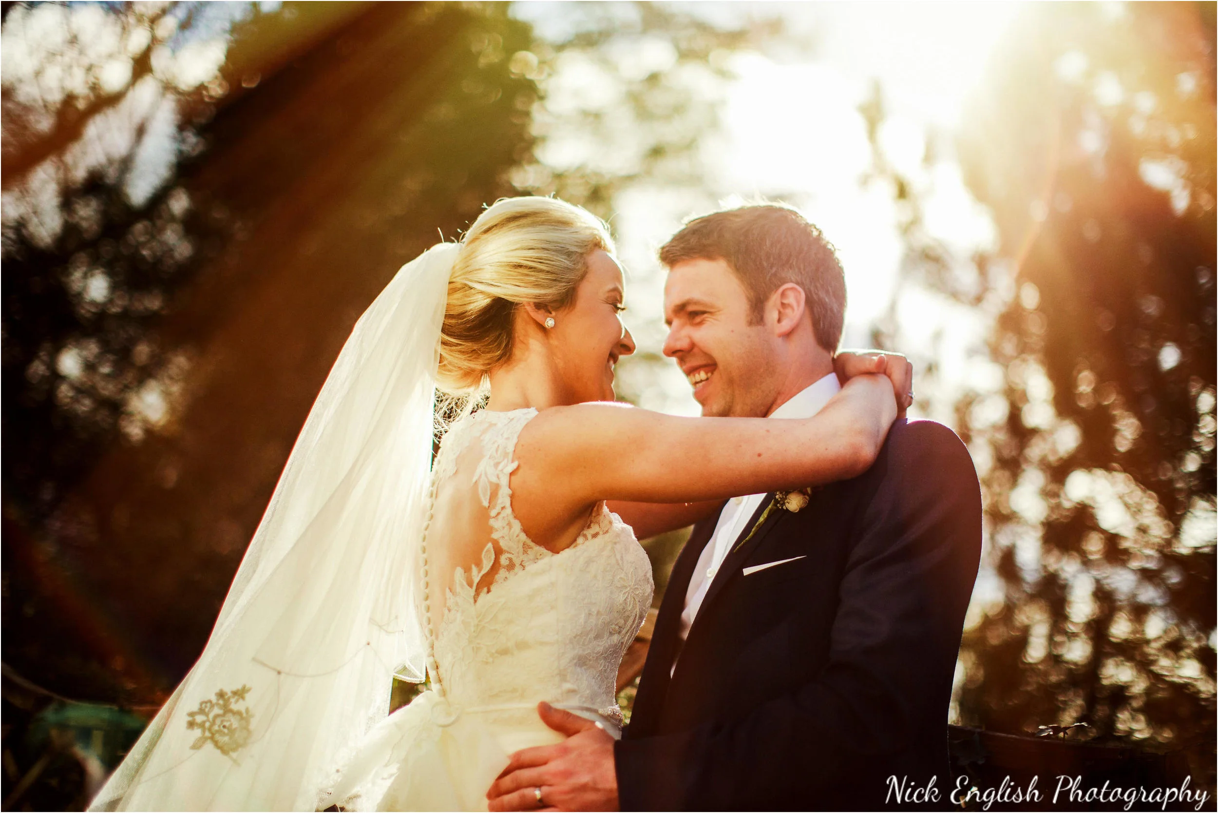 Bride & Groom sunset Mitton Hall