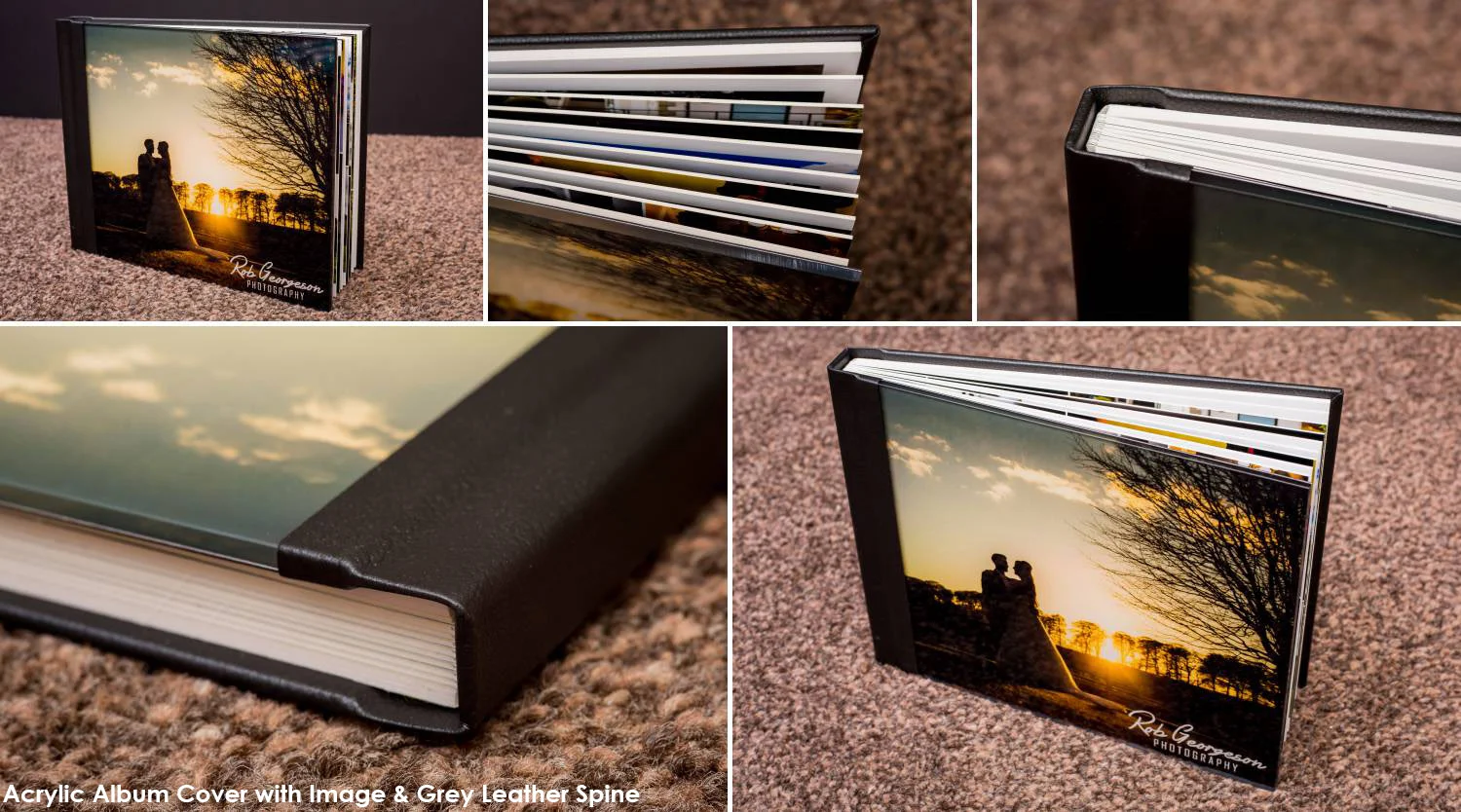 Acrylic Cover with an image and black leather spine