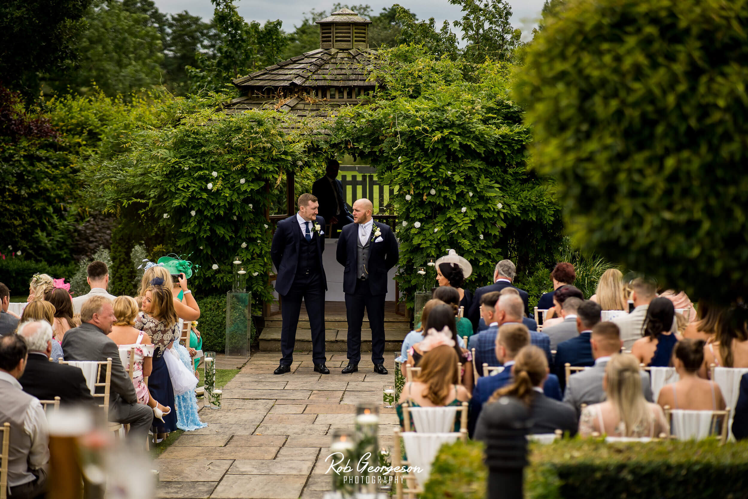 wedding ceremony outdoors at Pryors Hayes 
