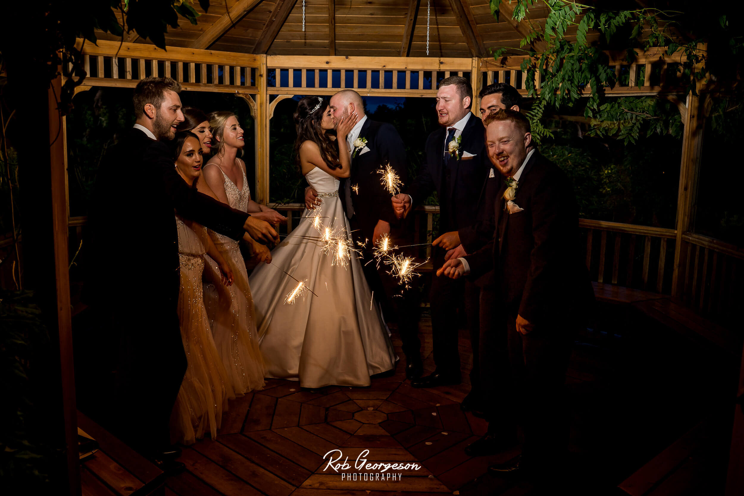 sparklers in the Pryors Hayes Wedding gazebo 
