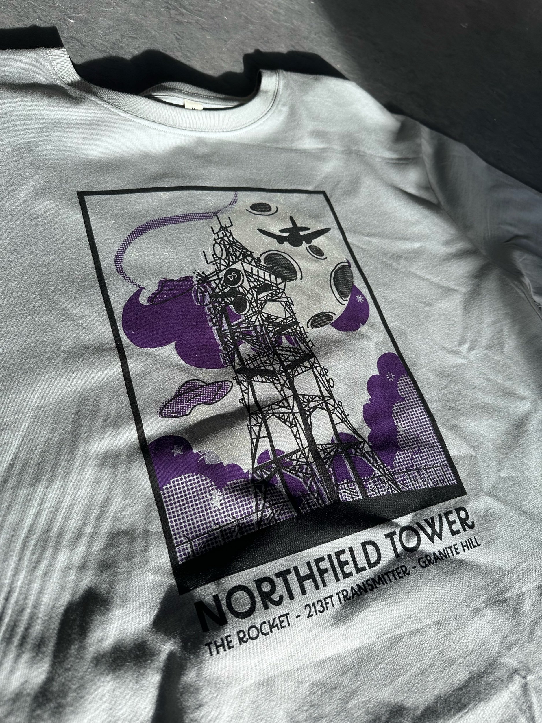 Northfield Tower Light Grey Tee Front Print with Skyline Back Print
