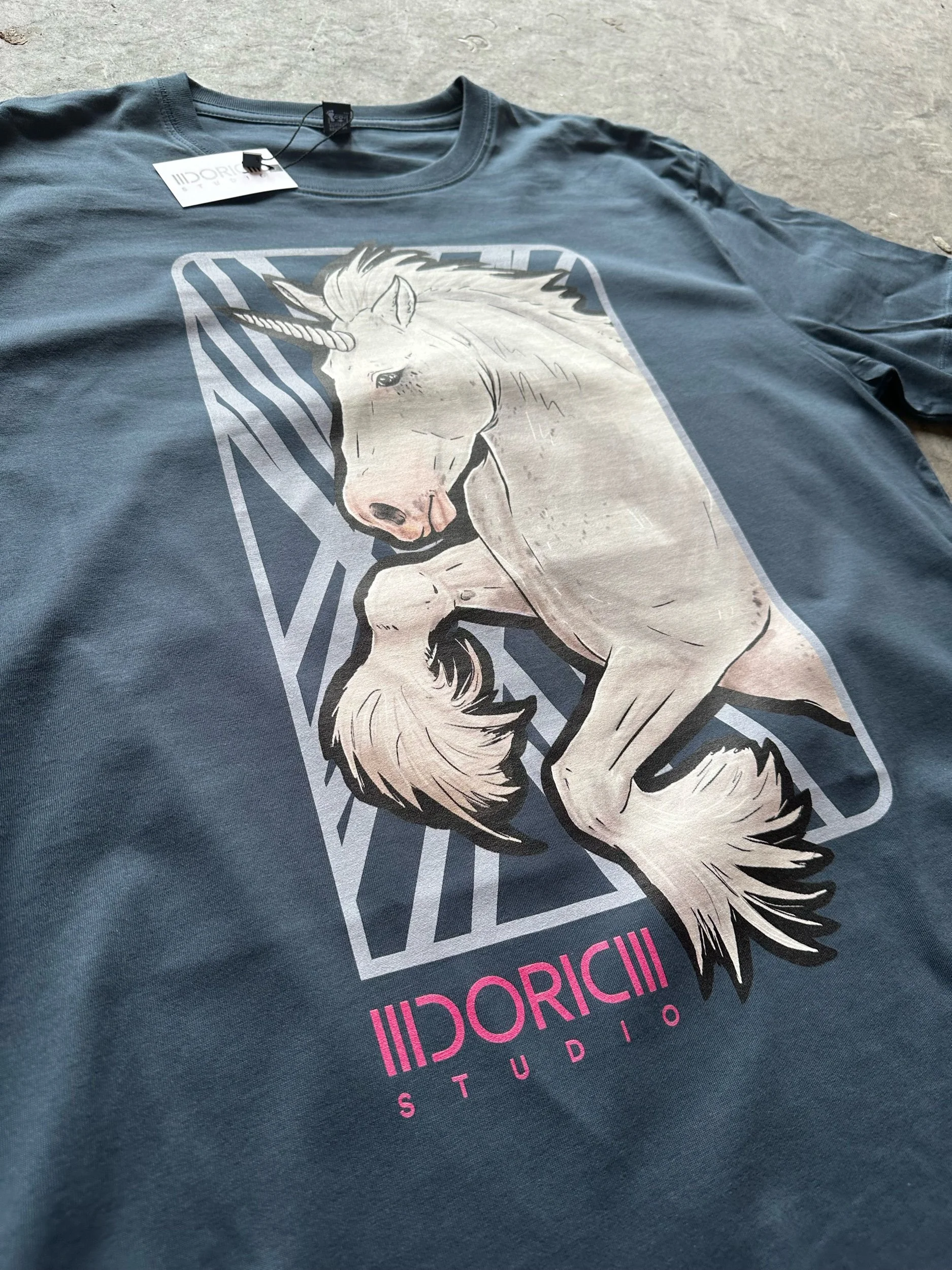 Unicorn Tee Faded Denim Blue