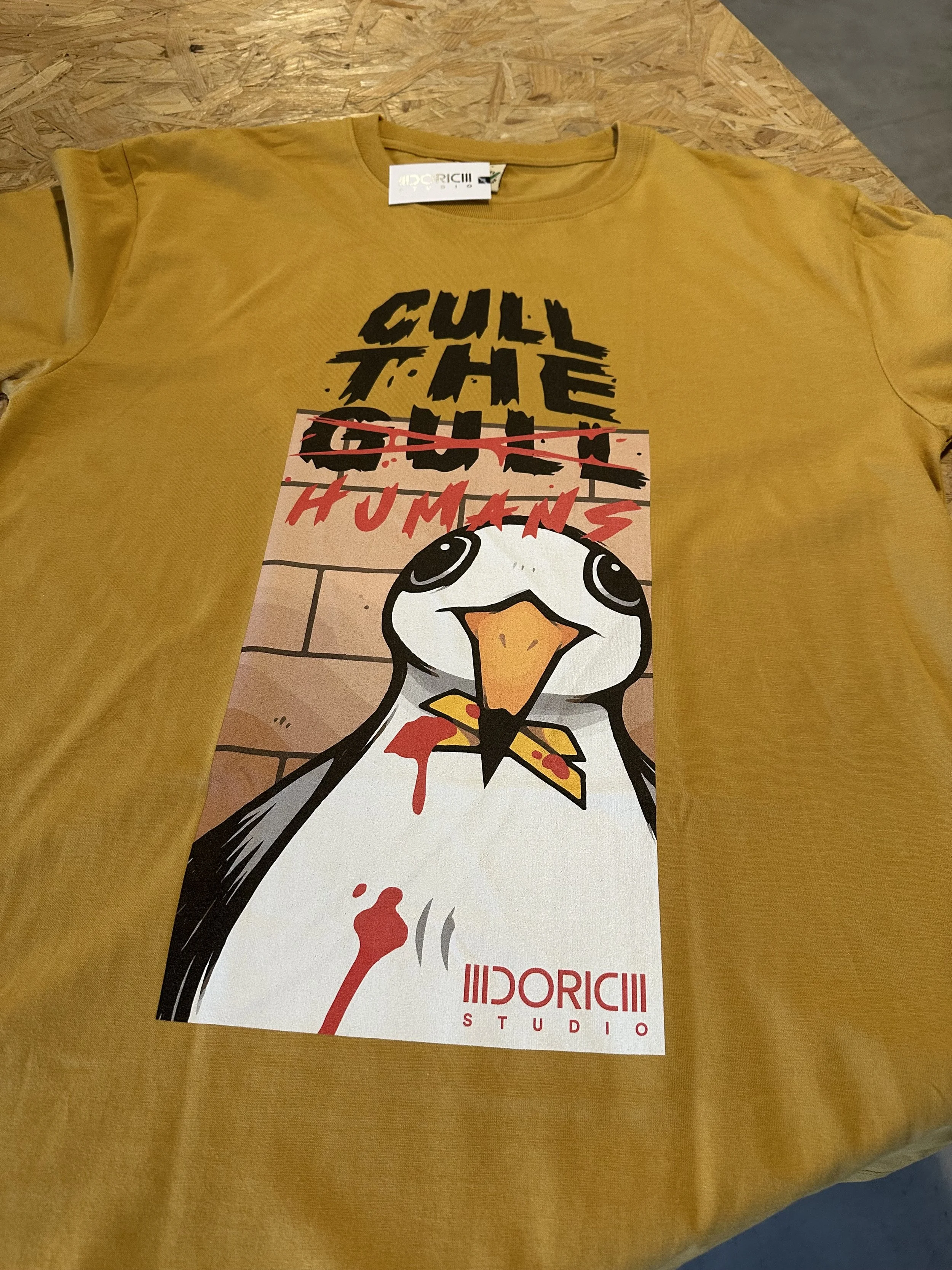 Cull the Humans Faded Mustard Tee