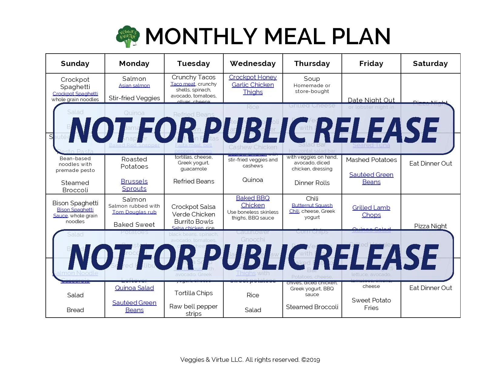 Seasonal Menu Rotation Seasonal Meal Plan - SPRING — Veggies & Virtue