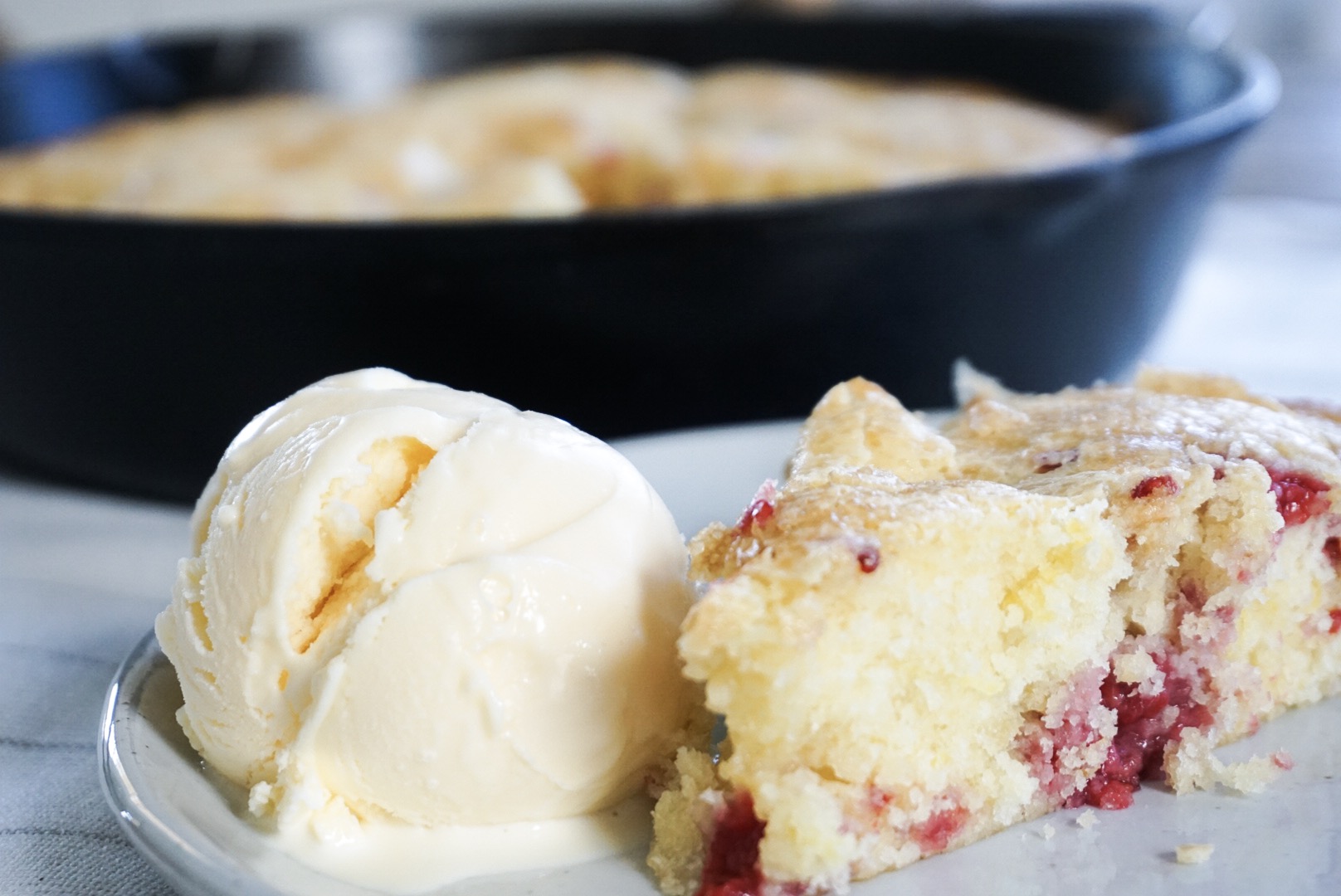 Lemon Raspberry Skillet Cake