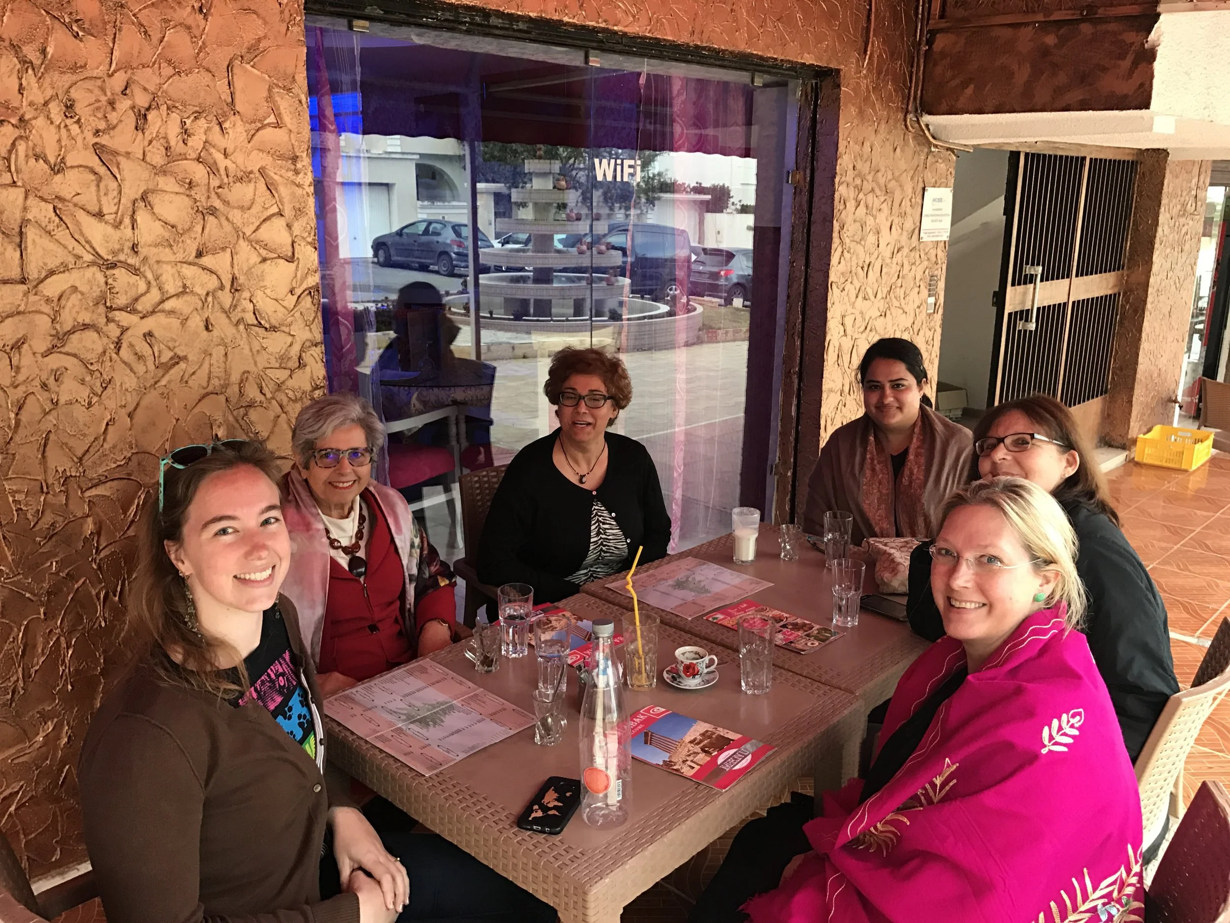 Our US and Tunisian team having tea with a renowned Tunisian anthropologist