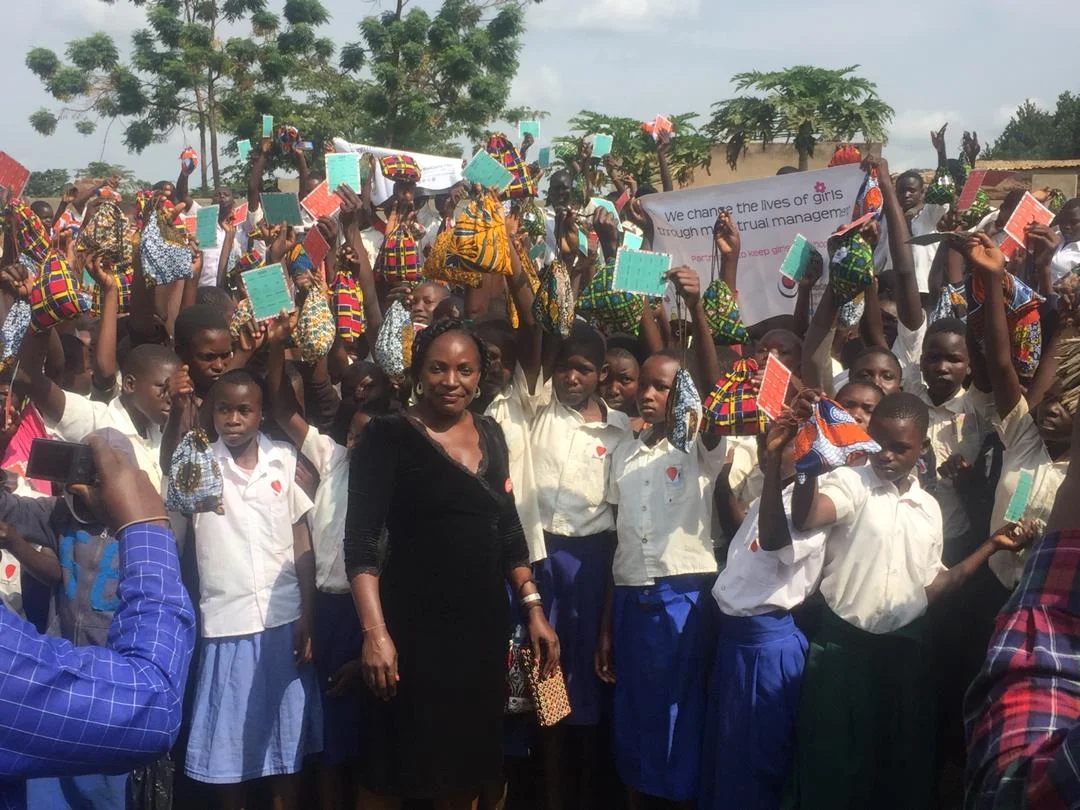 Phoebe Nabwami with students in Pallisa, Uganda