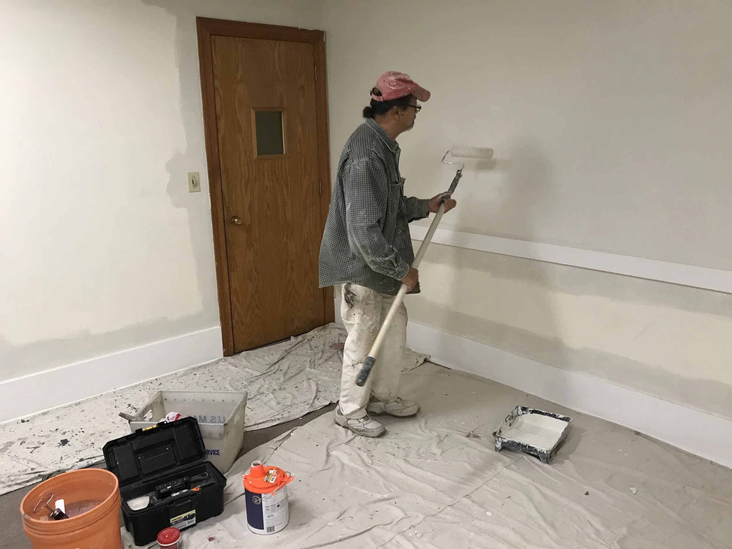 My friend John helped us out by doing some serious painting.