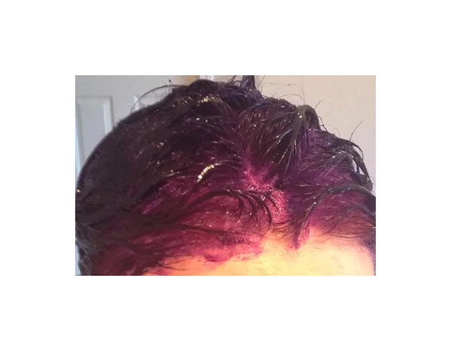 So fine, lets just put all this purple dye right on here and go for it. FYI check that you actually bought the damn petroleum jelly it recommends for putting on ears and neck and forehead during the process because I did not. So I guess sometime in a few weeks I wont look like I have purple ear tops and my neck won't look like I am suffering from some sort of exotic disease that causes large purple spots.
