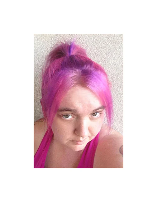 And the next day in daylight lol. Well a few parts turned purple. Mostly stuff I totally missed and didn't get dye on last time the girls and I took on this adventure. So yeah its Fuschia now. But hey, I think I can pull it off so EMBRACE the color dude...