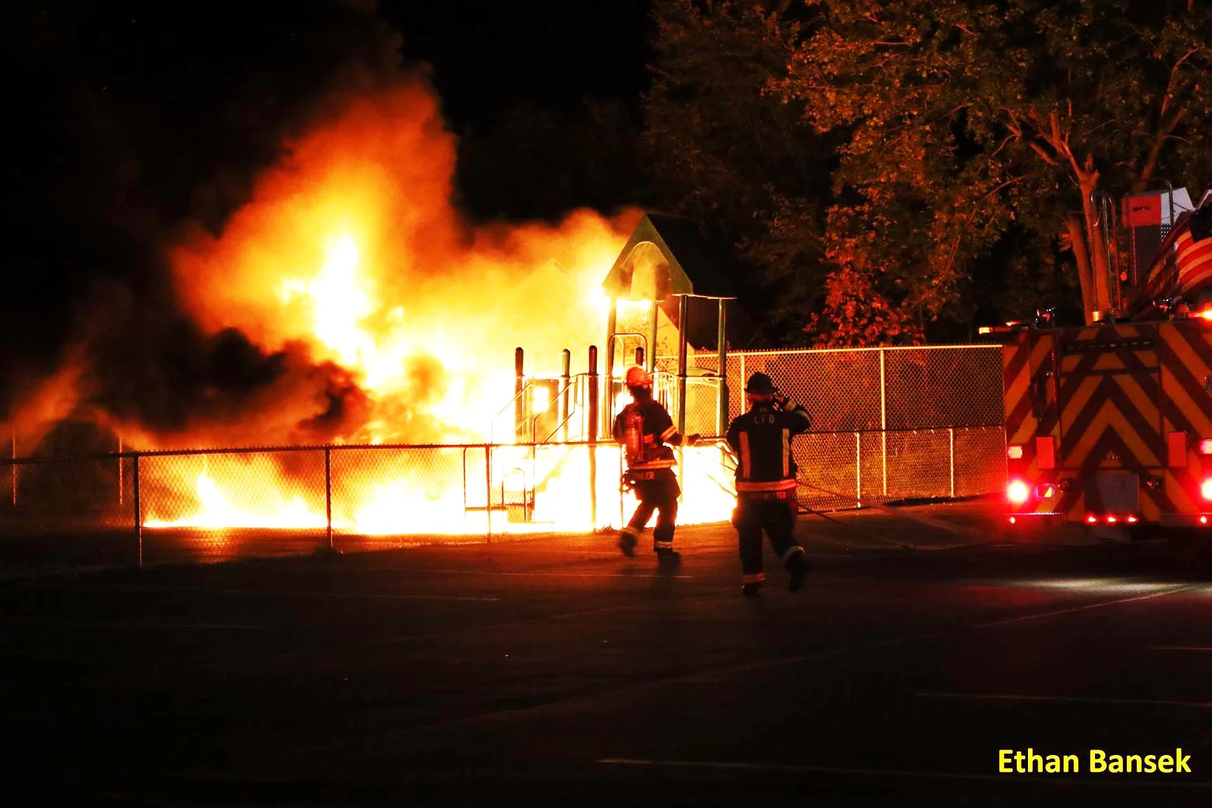 Playground fire at Garfield School