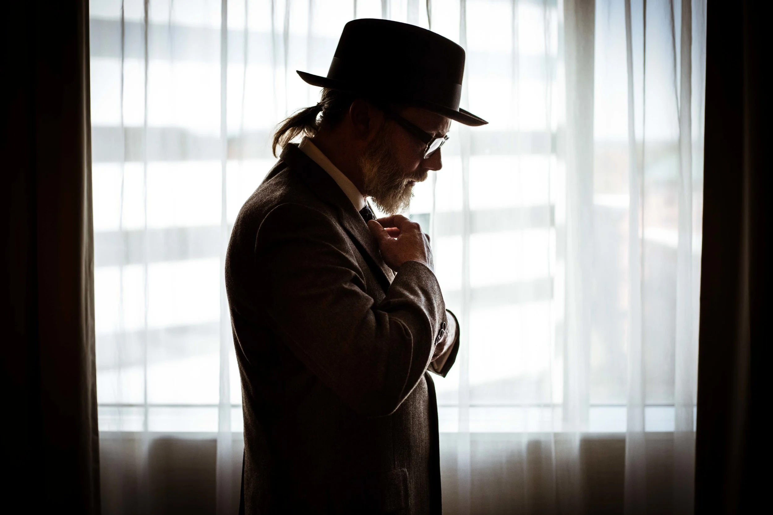 Groom getting ready