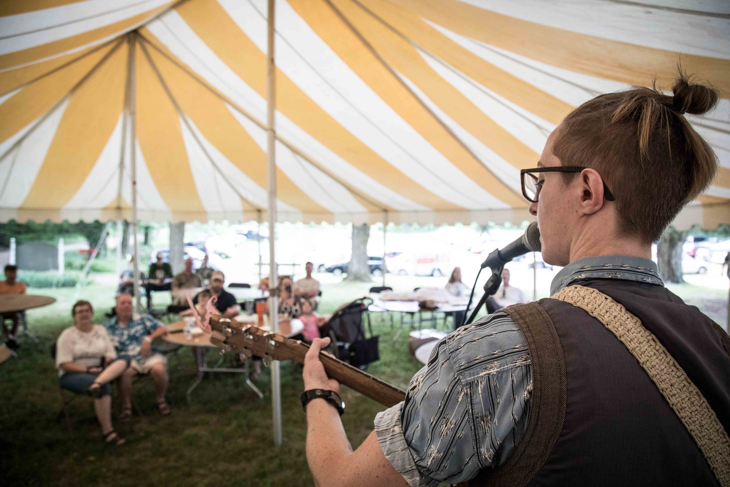  Brit Kusserow Performing in the tent at Buttermilk Jamboree Music Fest 