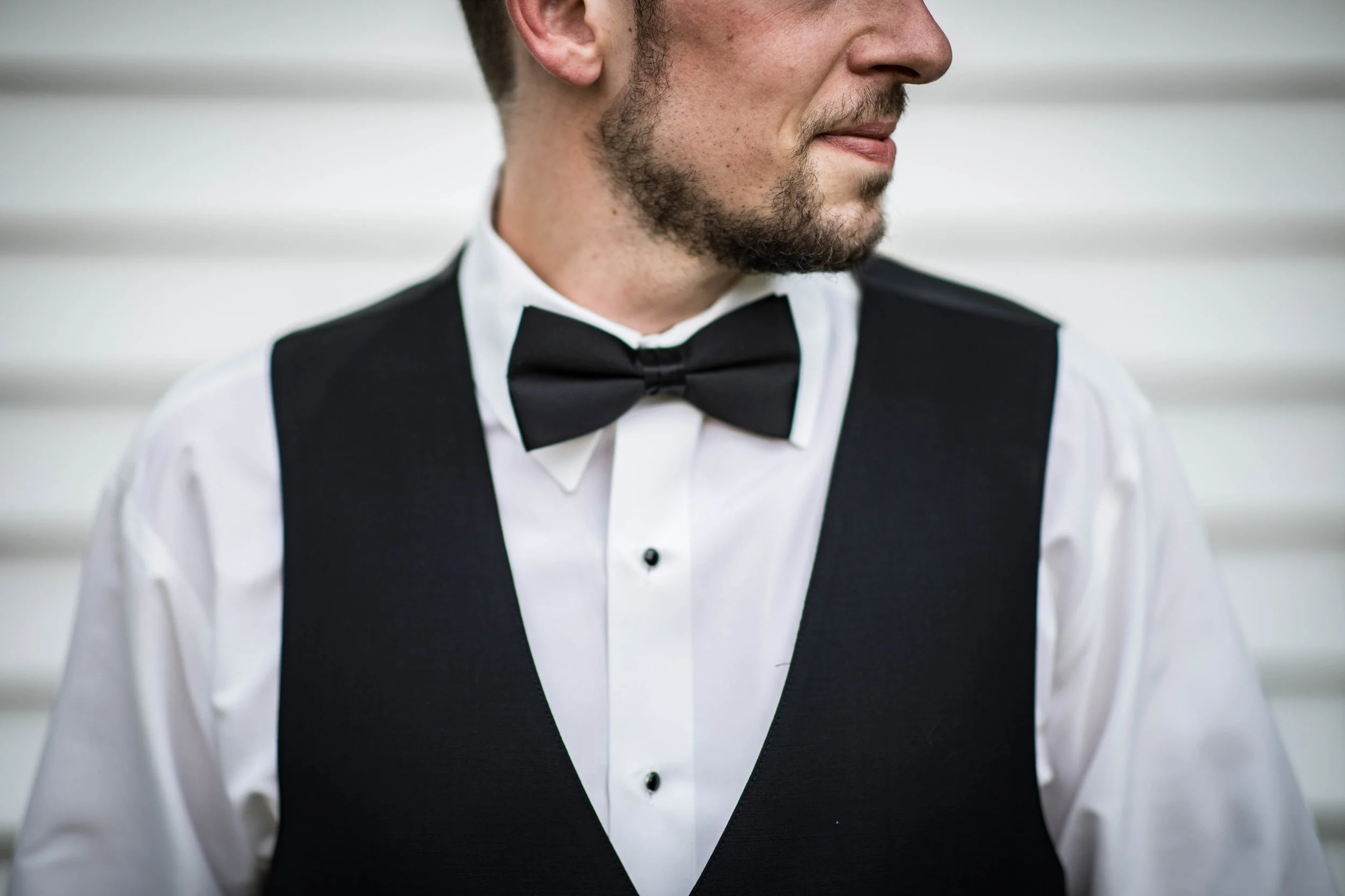 profile bowtie photo of the groom