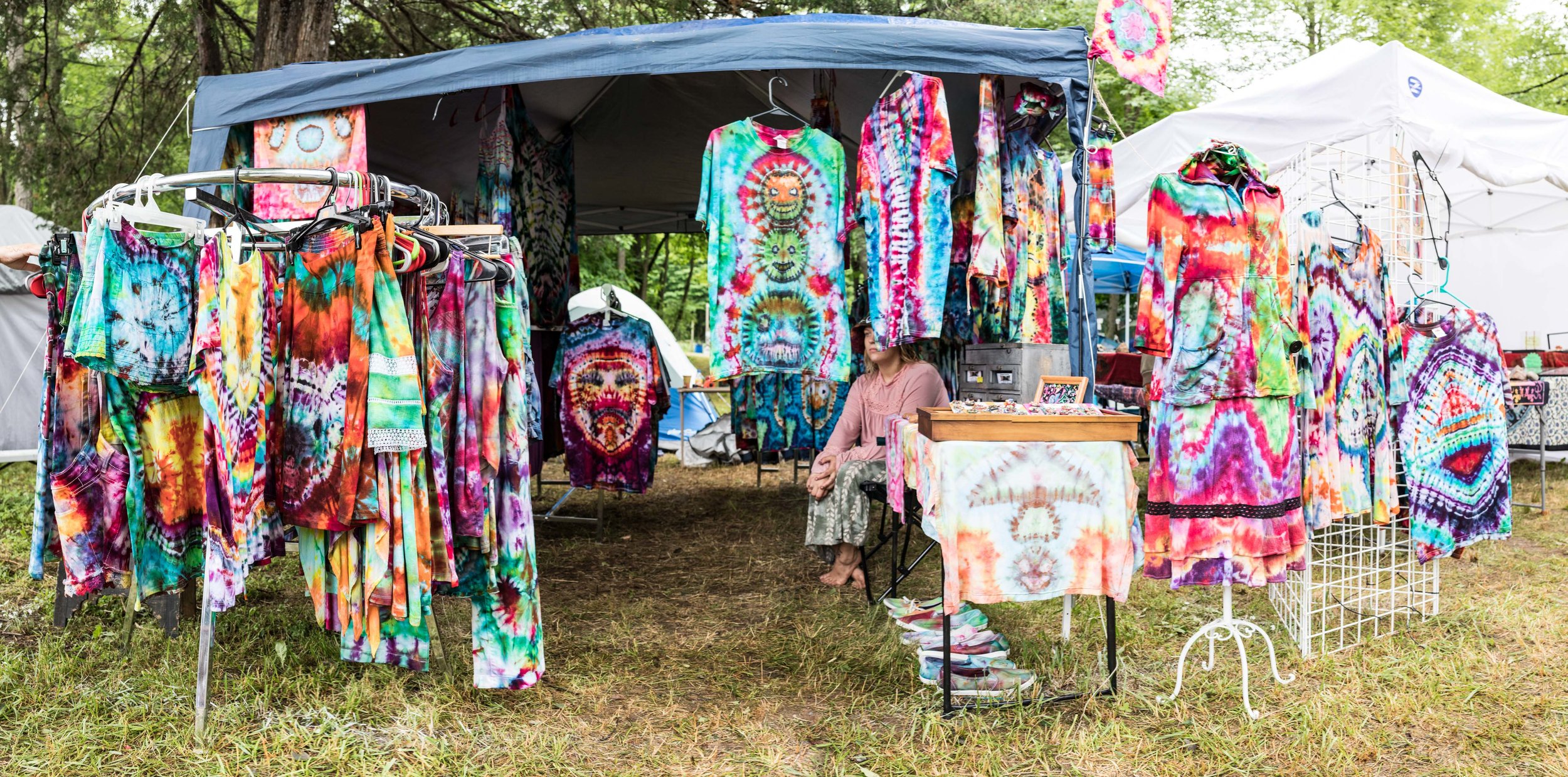  a panorama of tie dye clothes for sale 