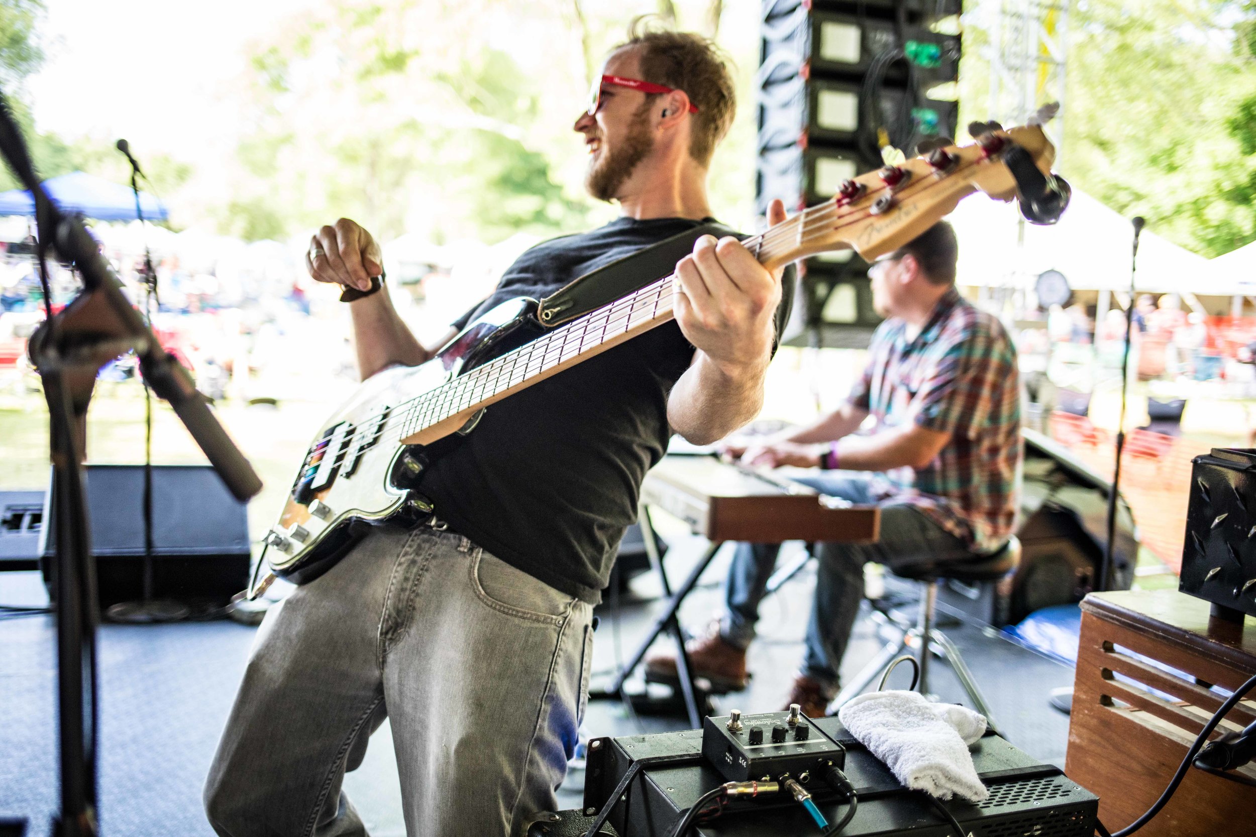  wide angle bass player during sound check 