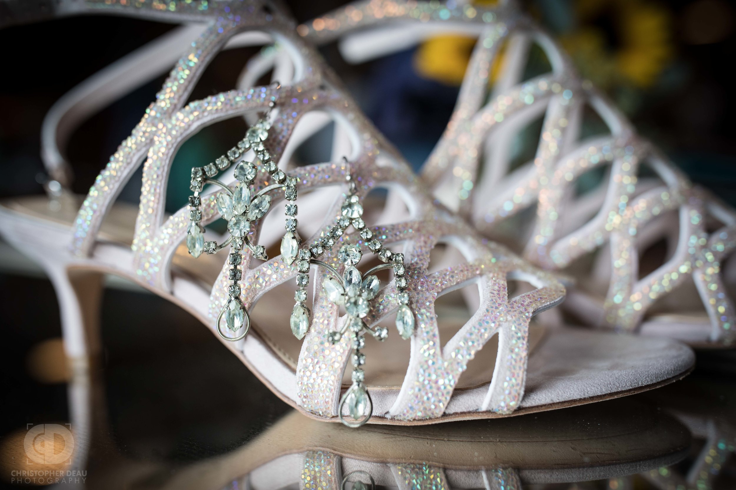  The brides shoes with antique earrings  