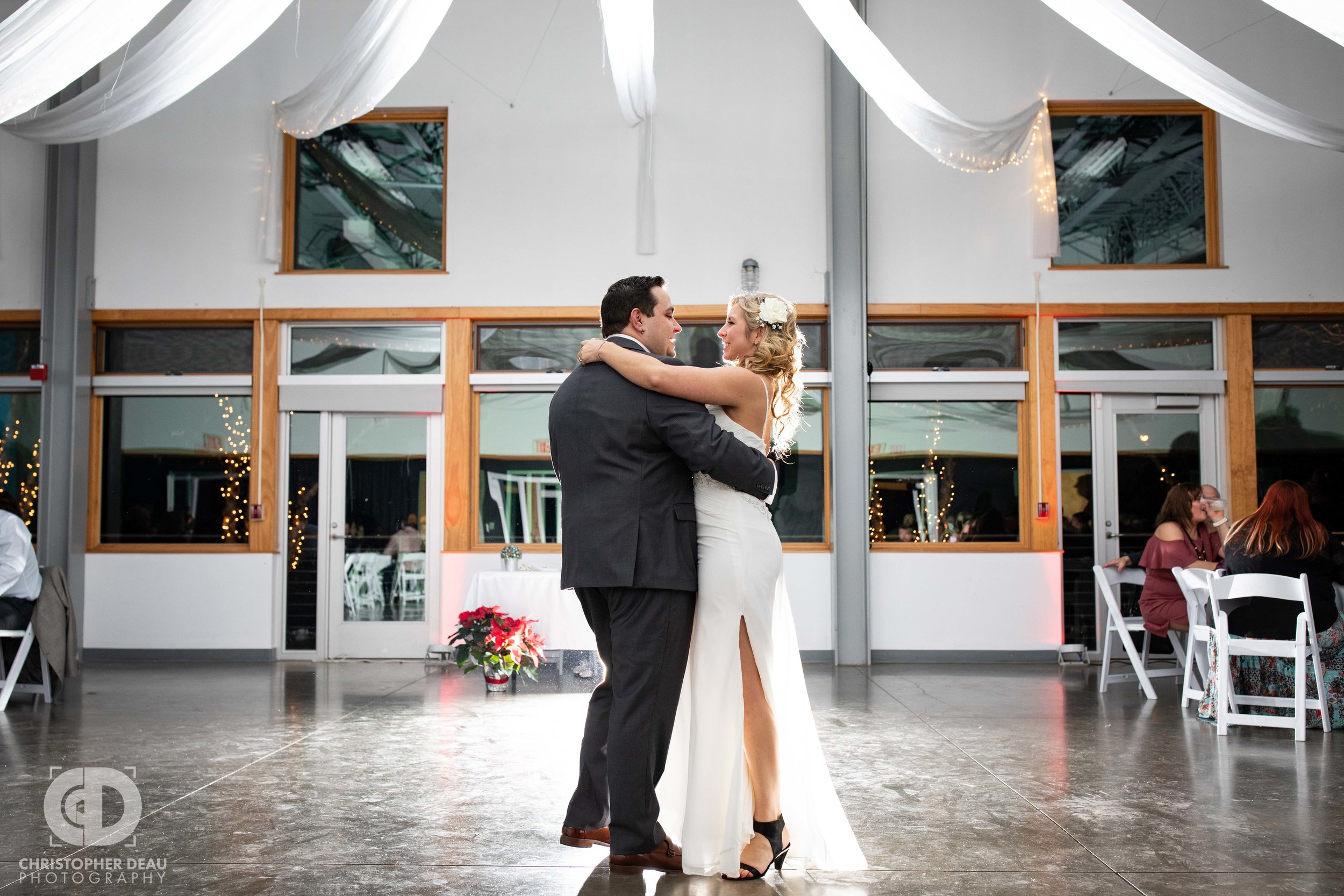  Bride and Groom first dance at the Girl Scouts Heart of Michigan wedding reception in Kalamazoo 