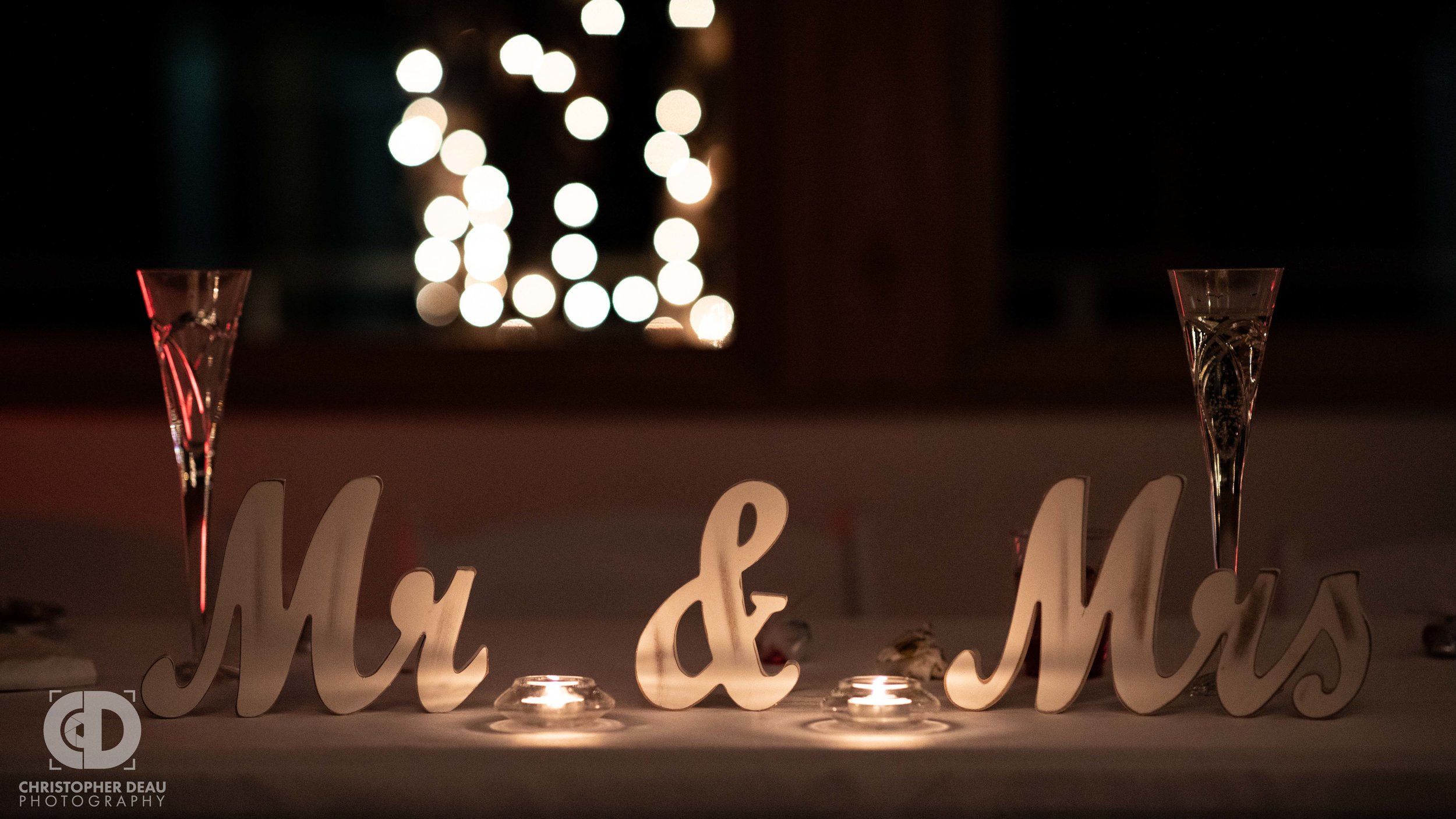  candle lit wedding reception in Southwest Michigan Girl Scouts building  